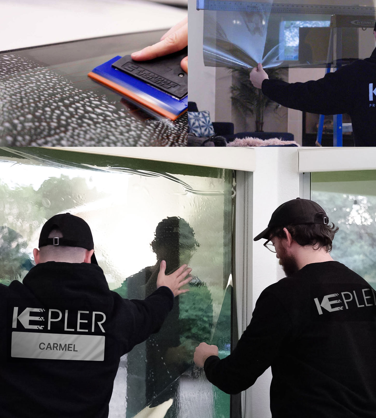 Kepler Technician Installing Advanced Window Tint to Home in Carmel