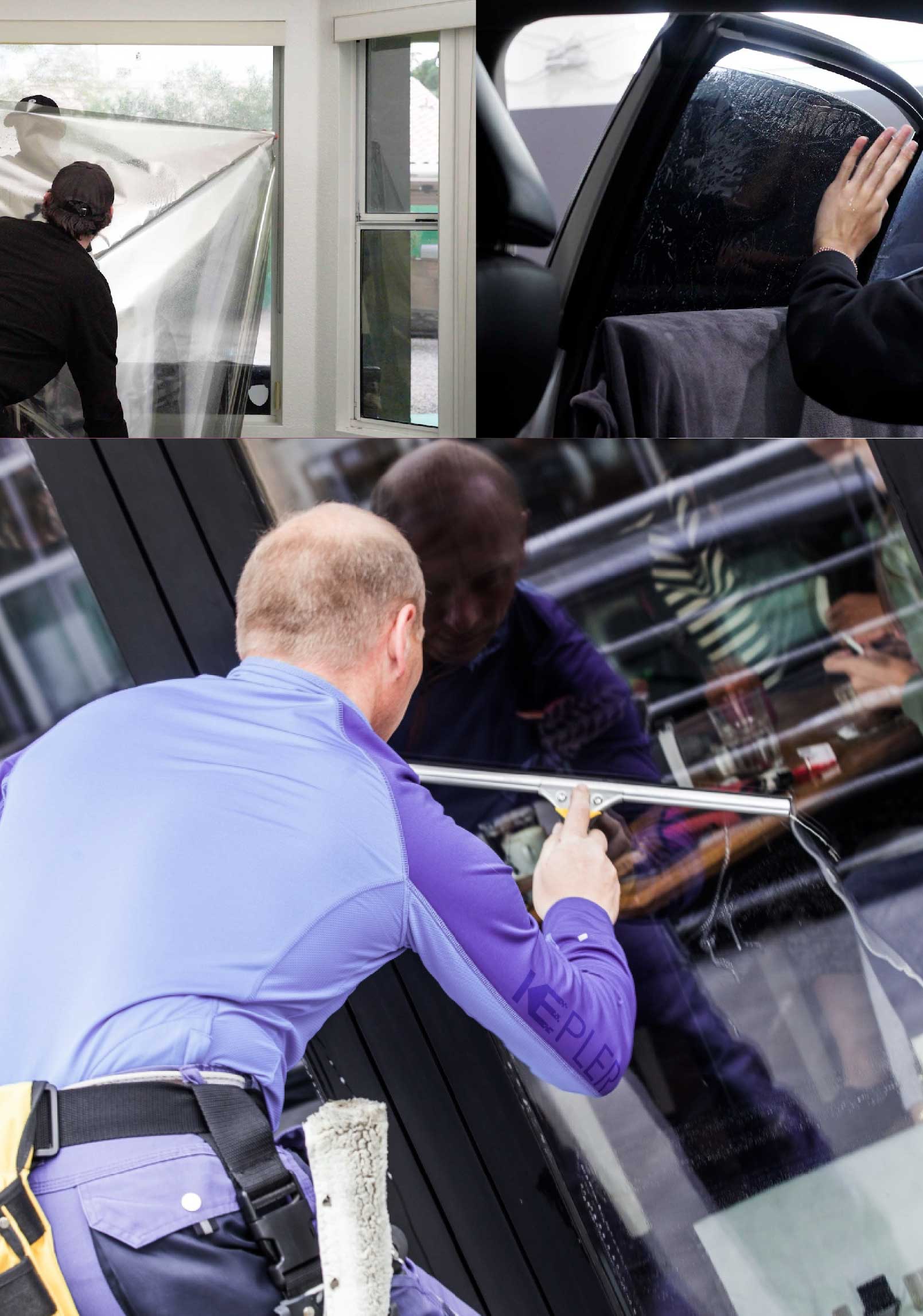 Kepler Skilled Applying Anti-Graffiti Window Film to a Waukesha Shop Front