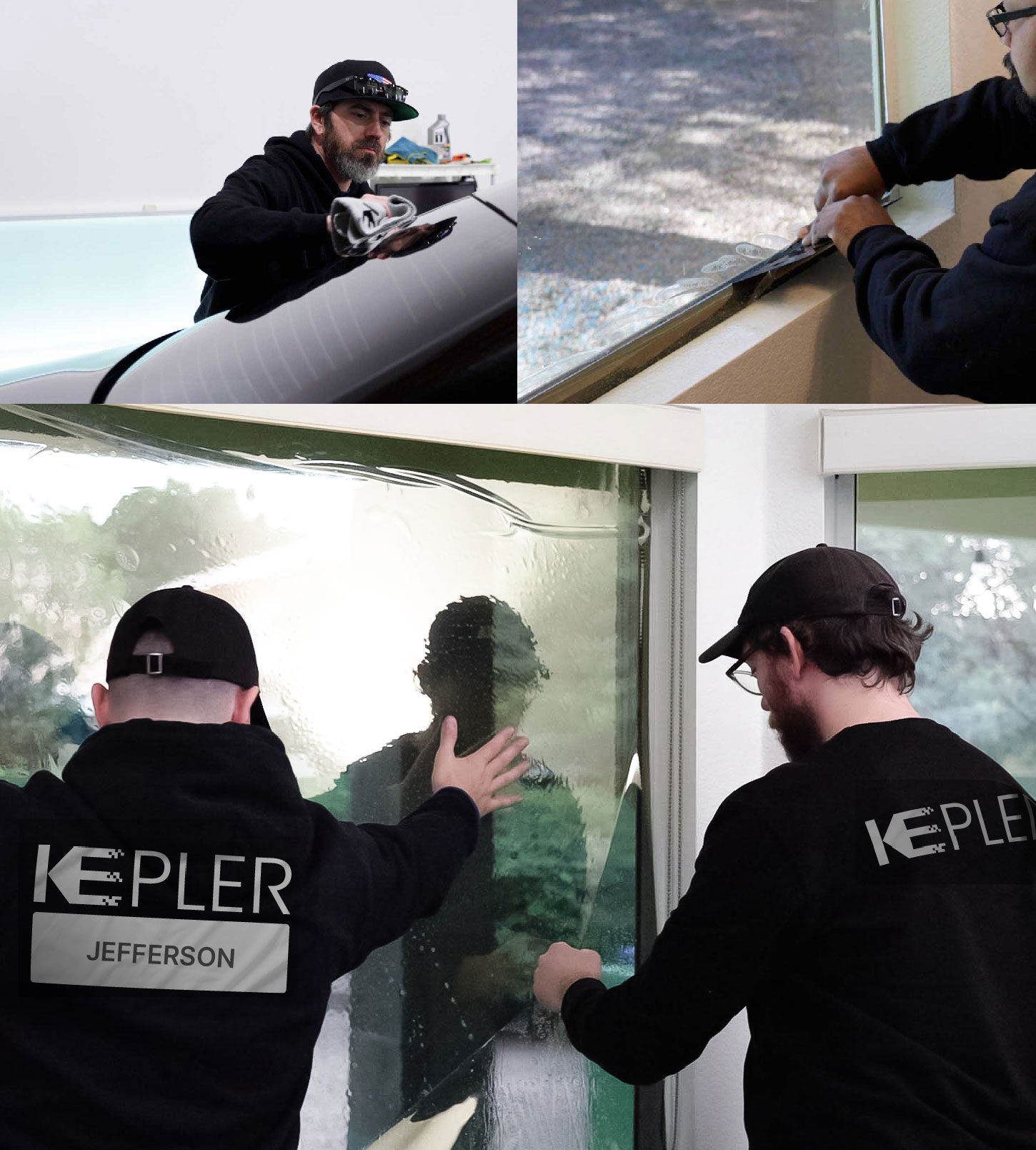 Expert Technician Applying Advanced Window Tint to Home in Jefferson