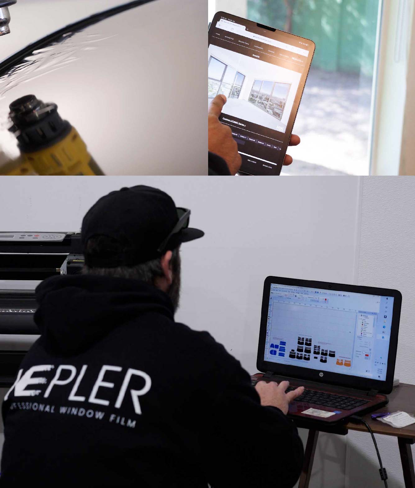 Ceramic Window Tinting Expert Cutting Film in Queensbury, New York