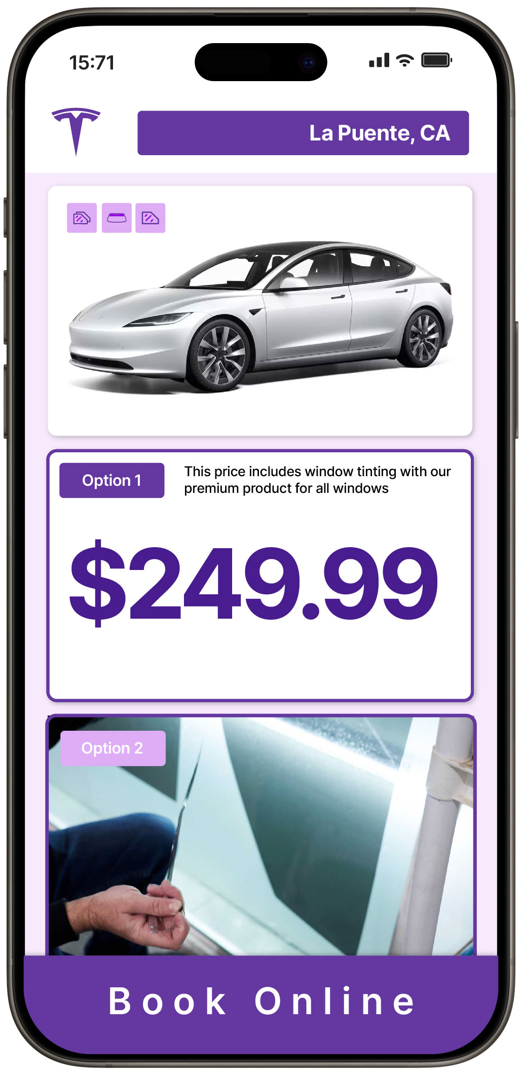 View Affordable Tesla Window Tinting Rates in La Puente, California