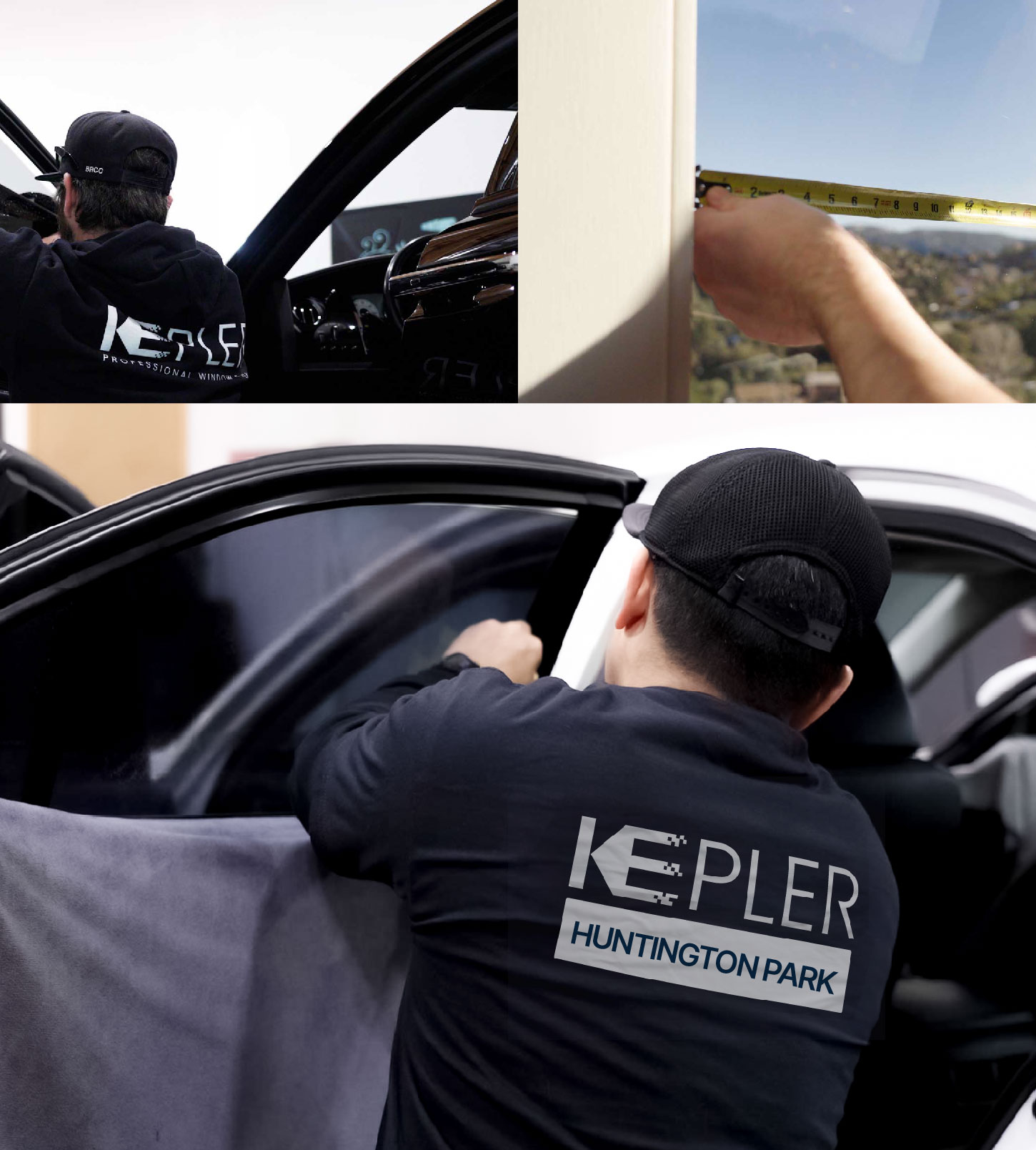 Automotive Window Tinting Expert Applying Film in Huntington Park, California