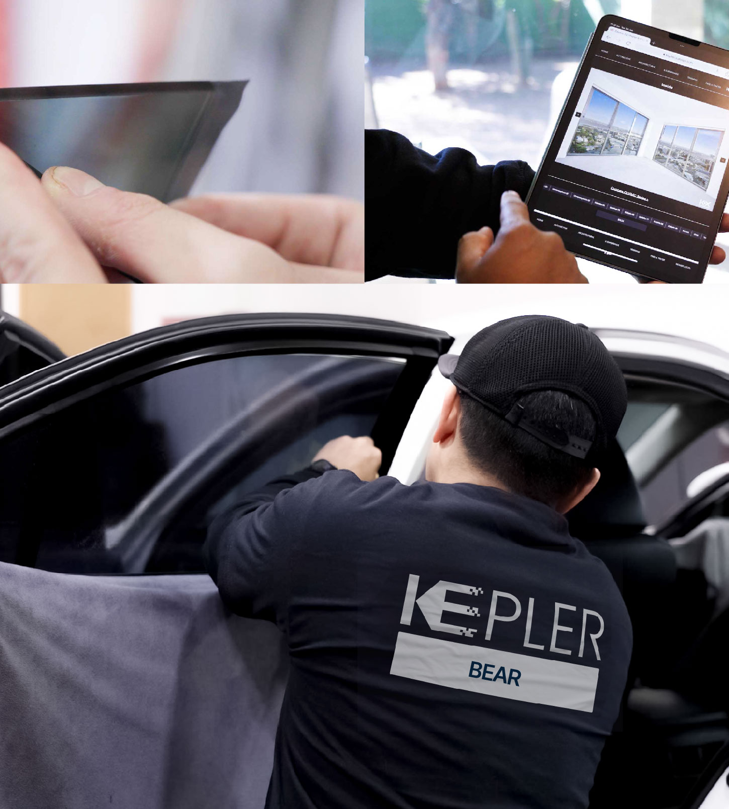 Automotive Window Tinting Expert Applying Film in Bear, Delaware