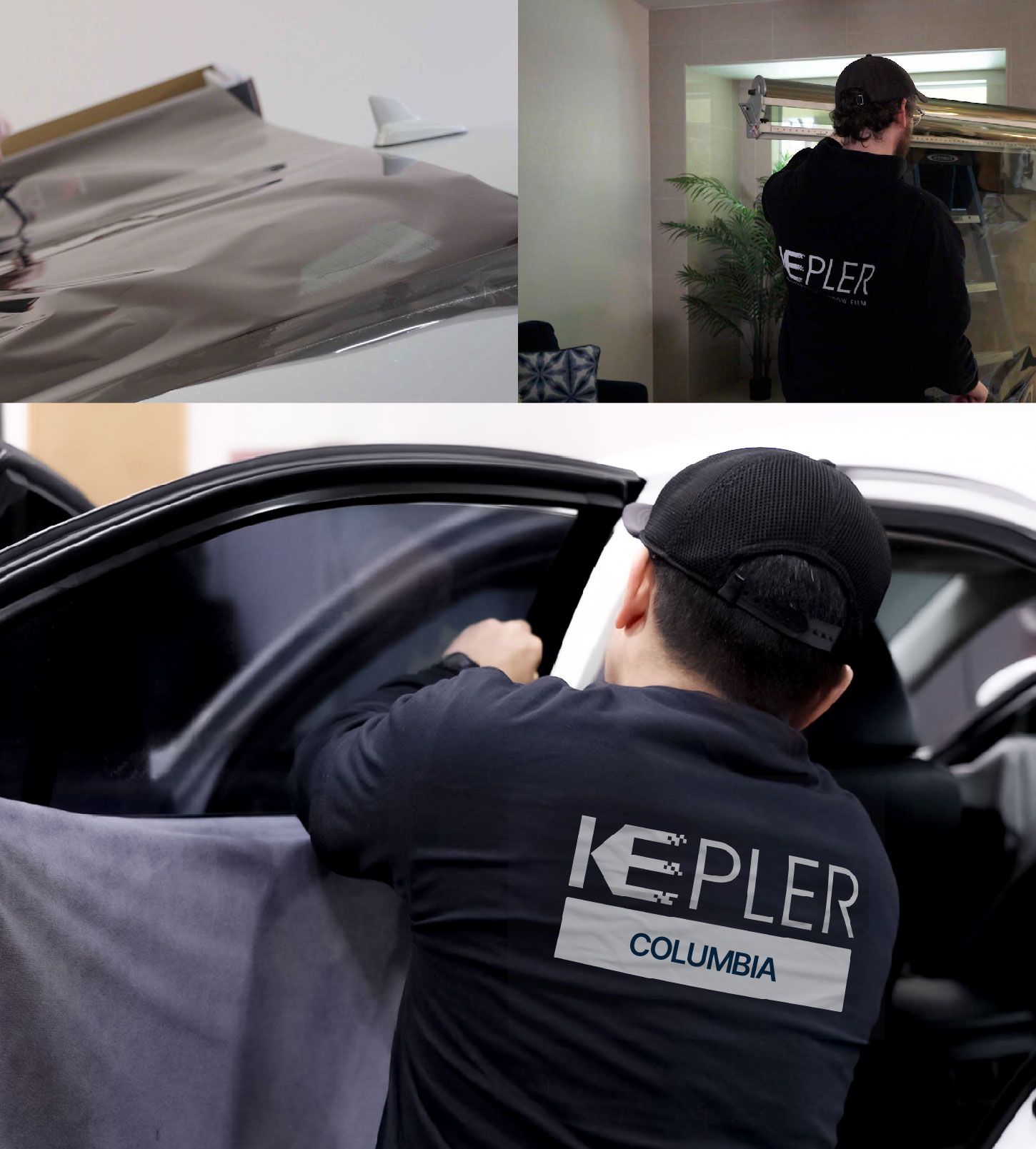Automotive Window Tinting Expert Applying Film in Columbia, South Carolina