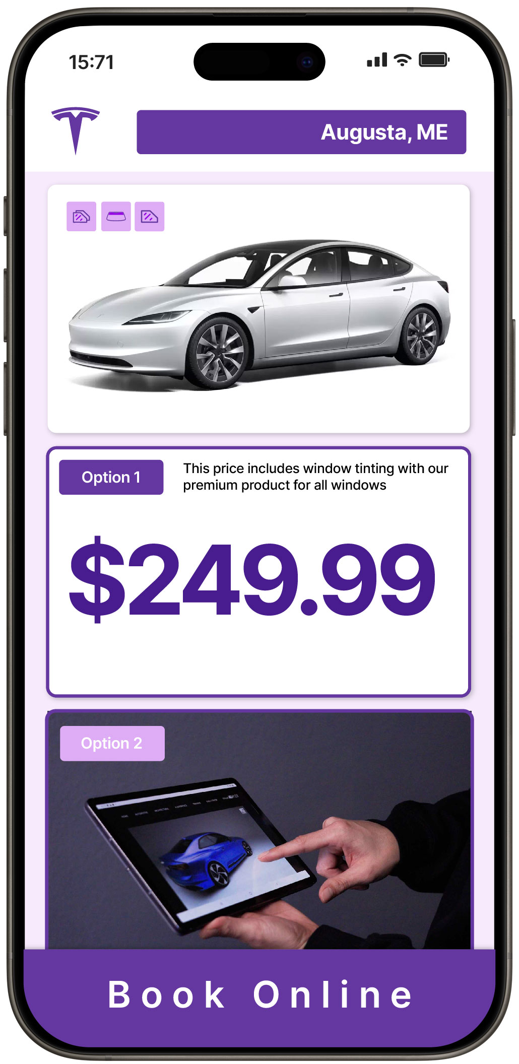 View Affordable Tesla Window Tinting Costs in Augusta, Maine