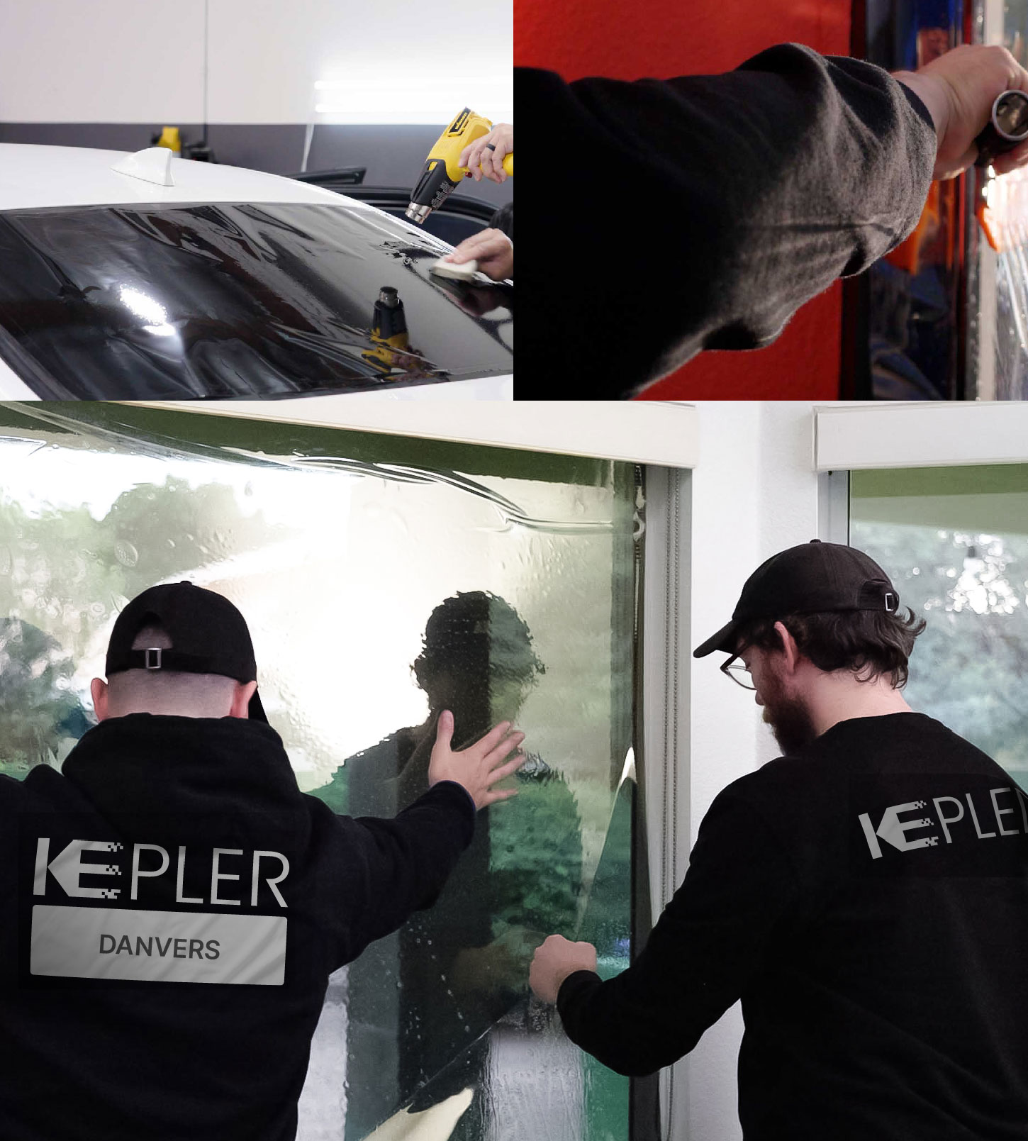 Expert Technician Fitting Advanced Window Tint to Home in Danvers