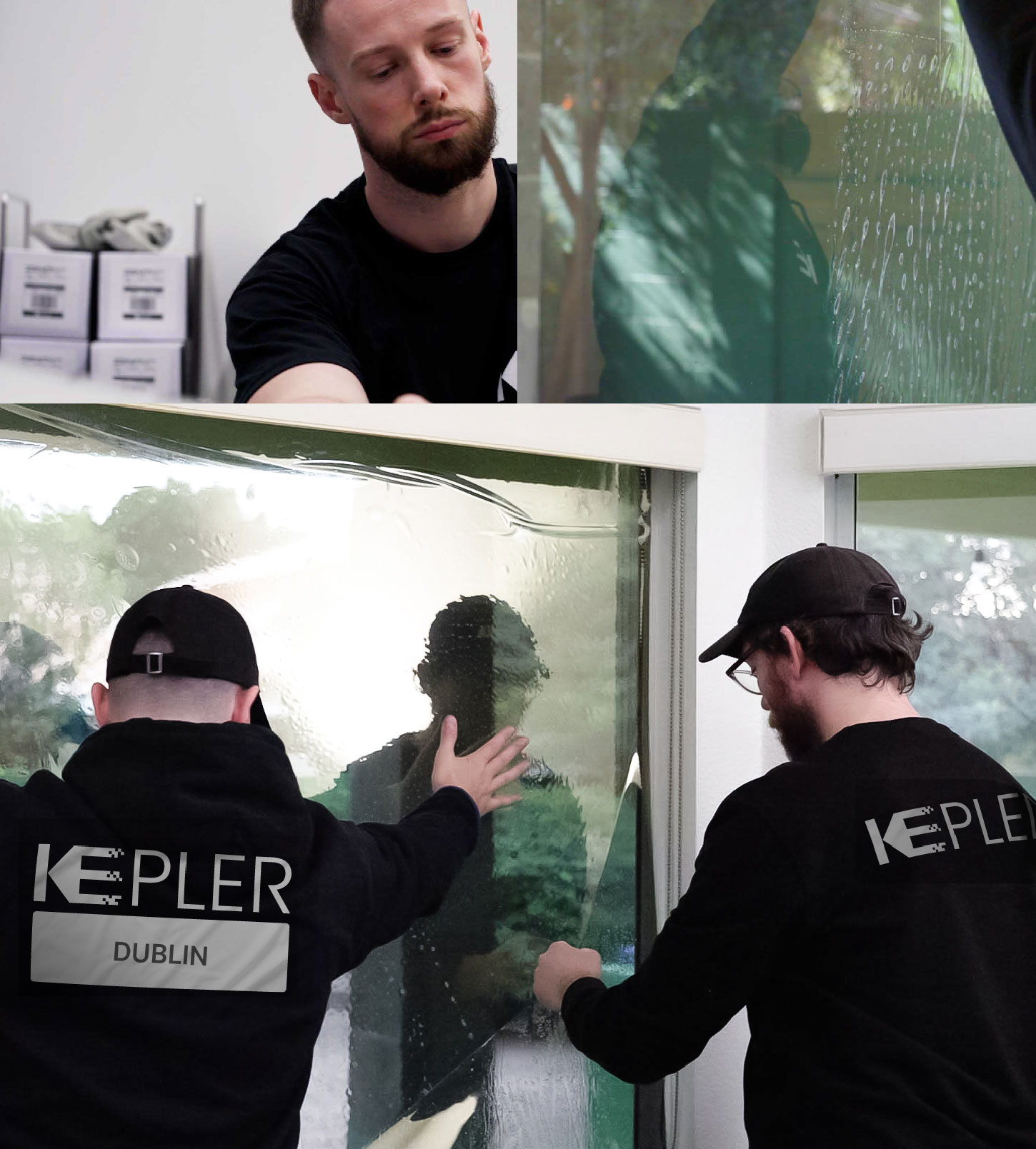 Expert Technician Installing Advanced Window Tint to Home in Dublin