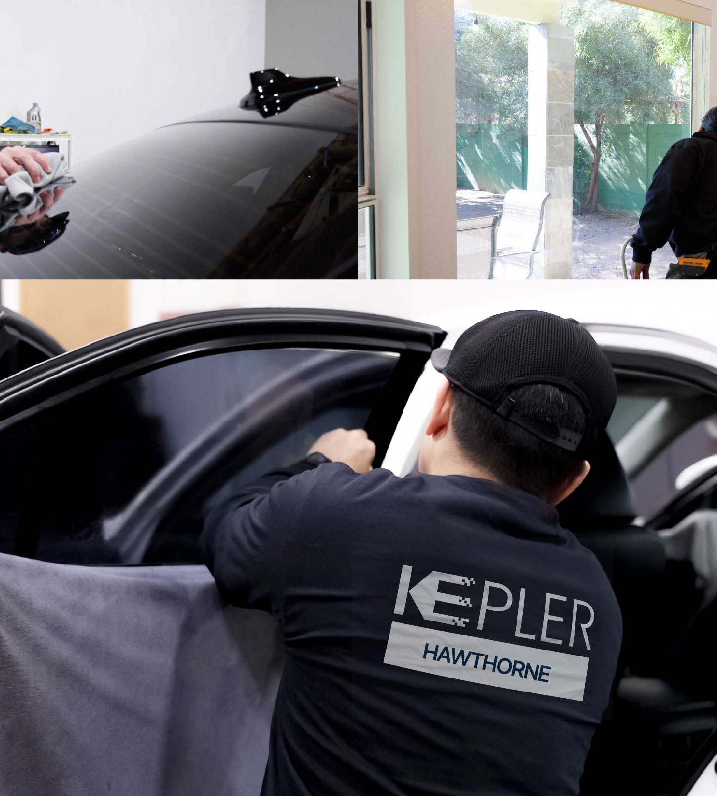 Automotive Window Tinting Expert Applying Film in Hawthorne, California