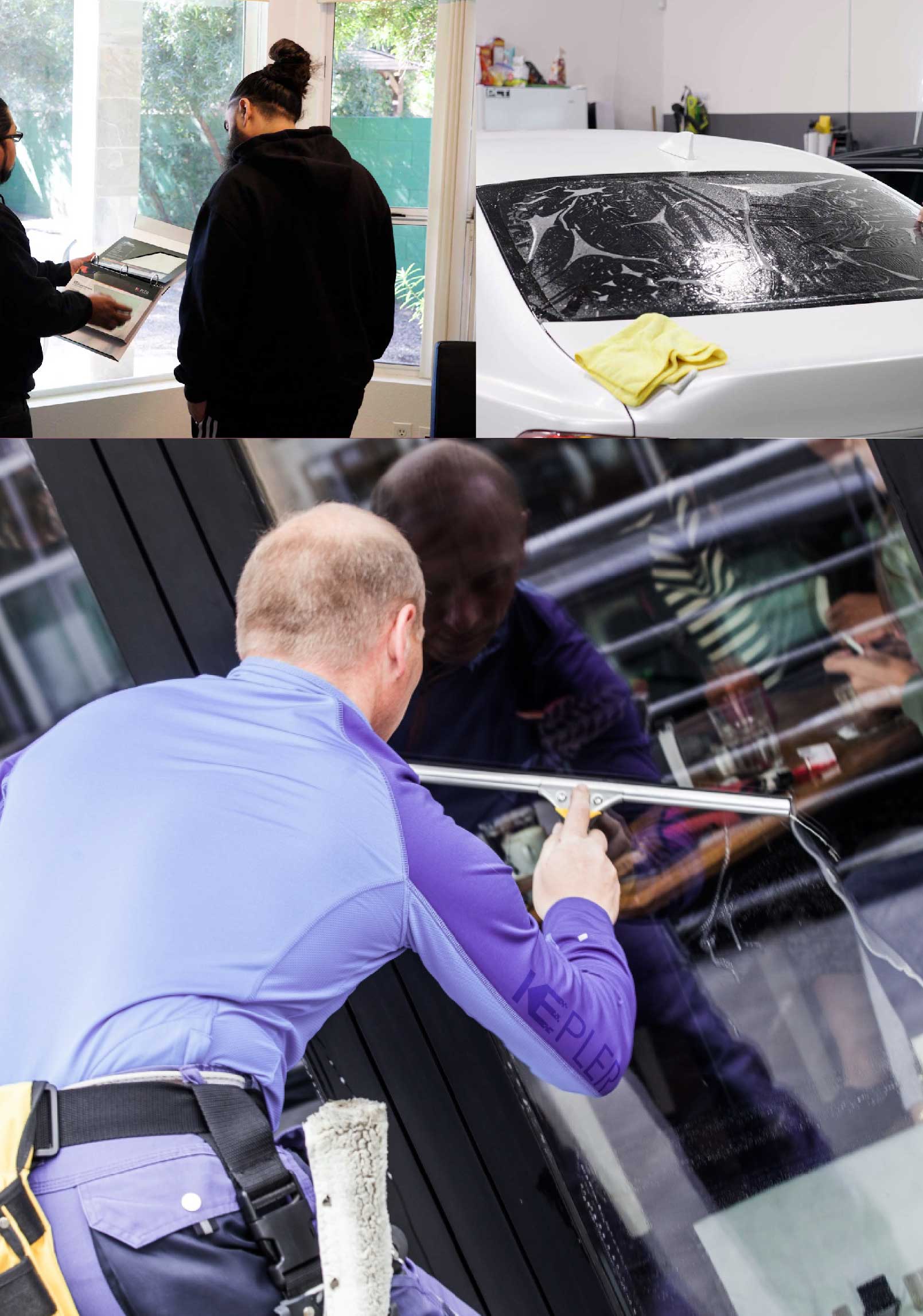 Kepler Skilled Applying Anti-Graffiti Window Film to a Orland Park Shop Front