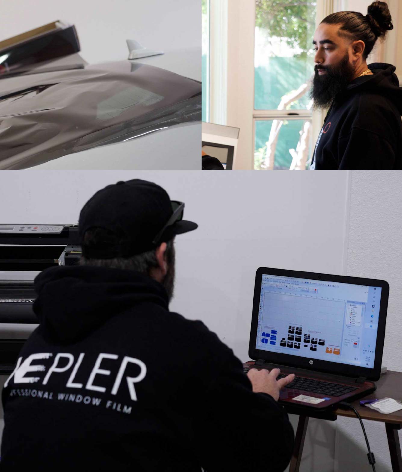 Ceramic Window Tinting Expert Cutting Film in Hutto, Texas