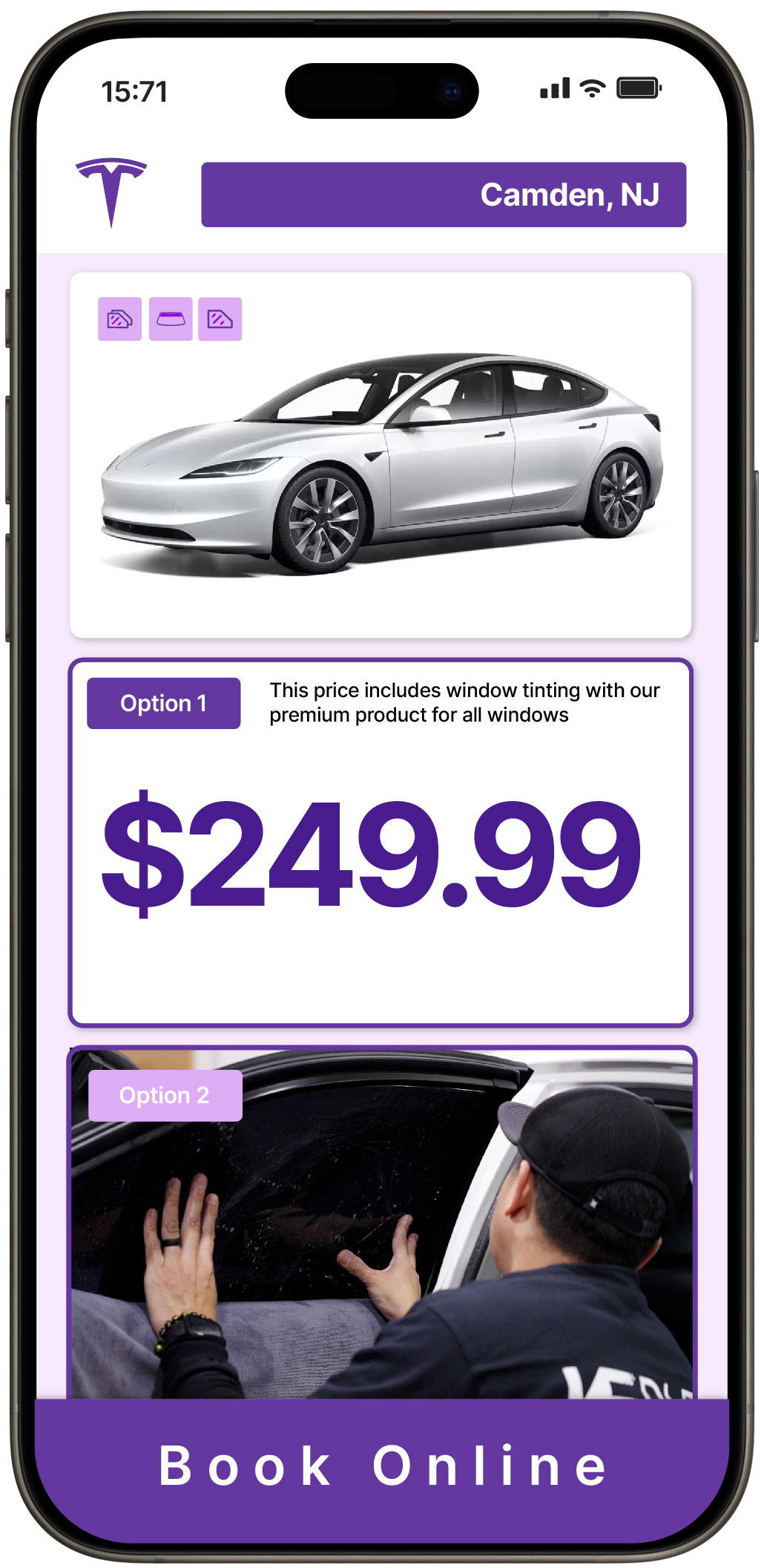 View Competitive Tesla Window Tinting Prices in Camden, New Jersey