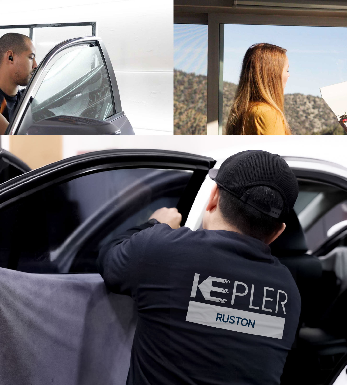 Automotive Window Tinting Expert Applying Film in Ruston, Louisiana