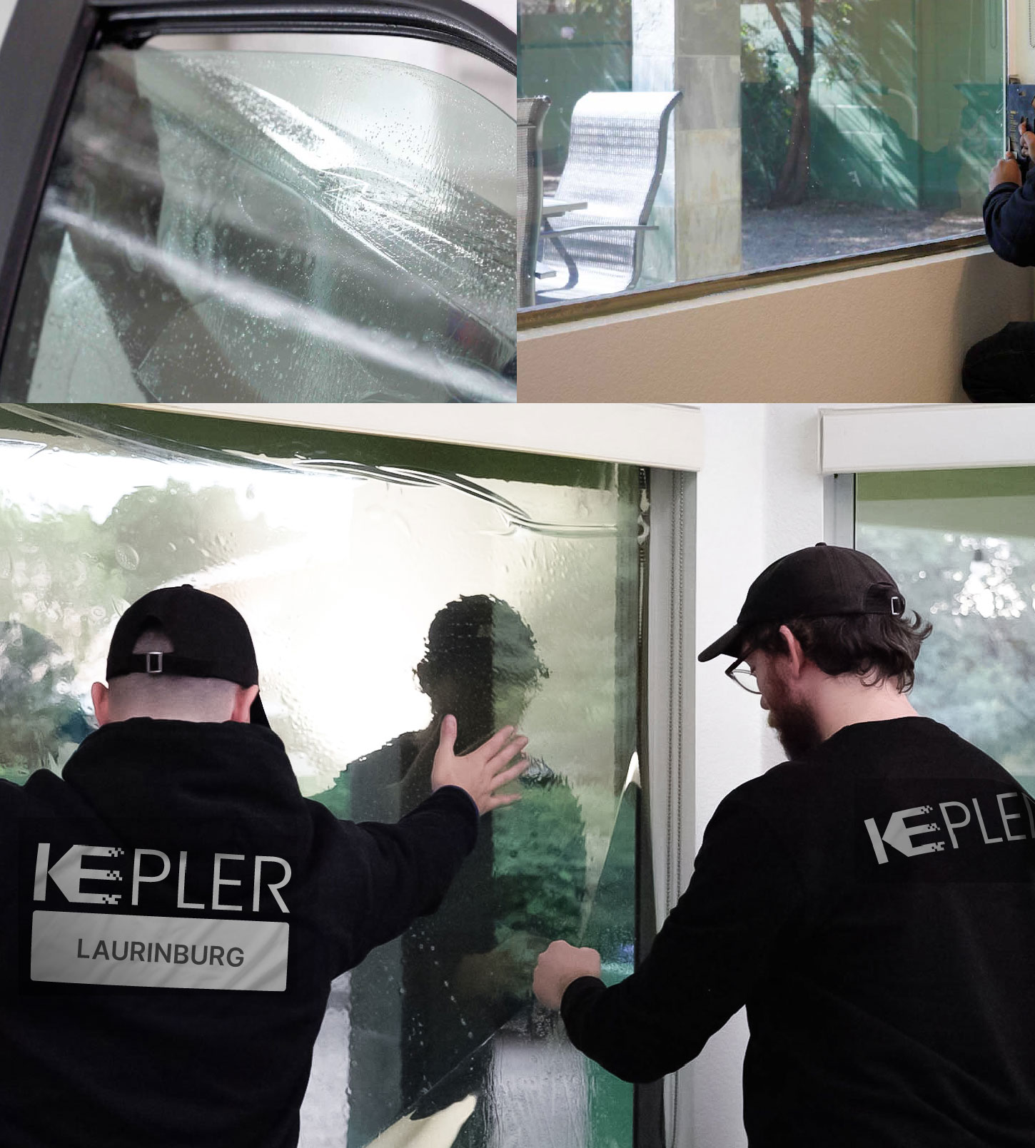 Expert Technician Installing Advanced Window Tint to Home in Laurinburg