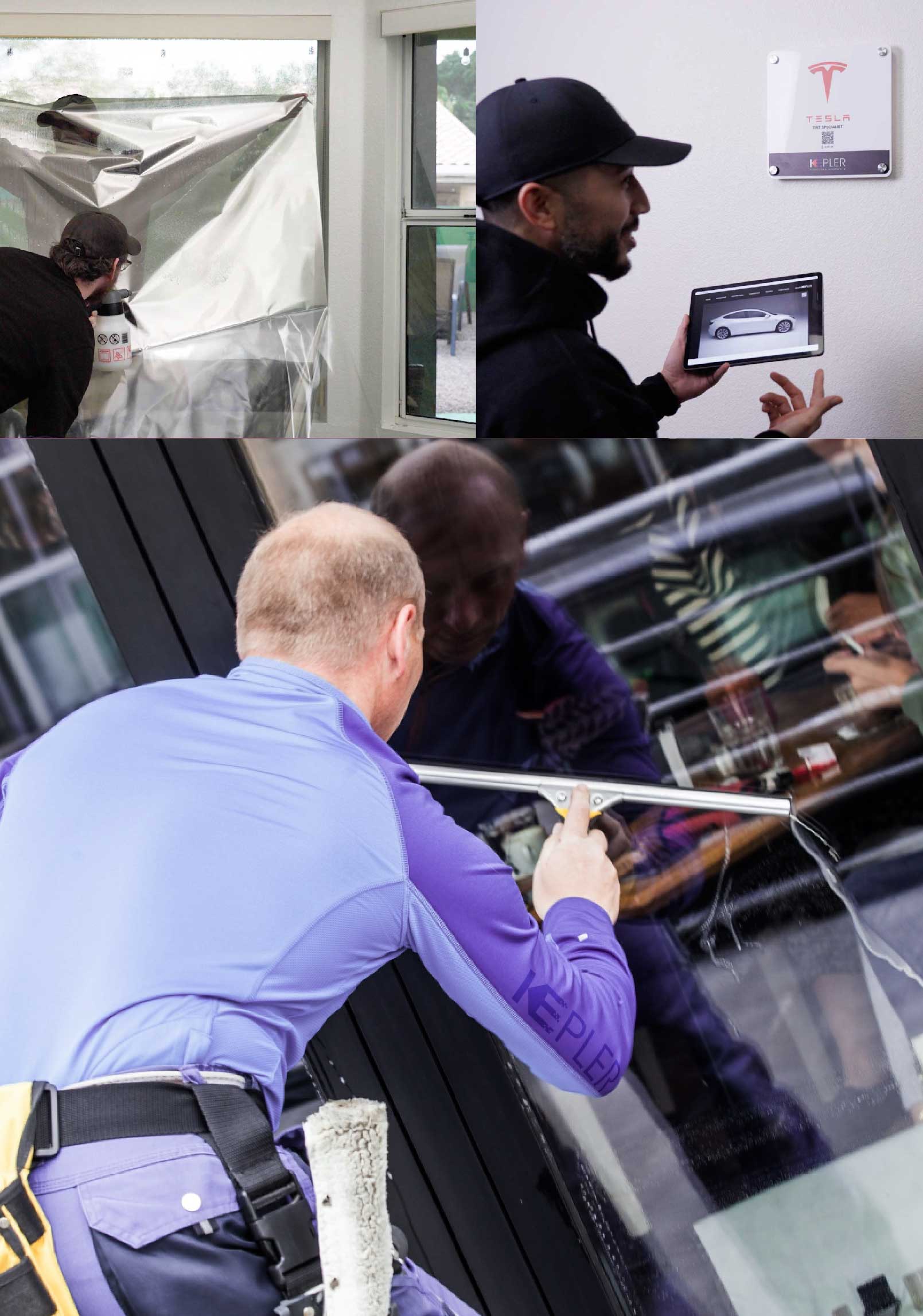 Kepler Skilled Applying Anti-Graffiti Window Film to a Levittown Shop Front
