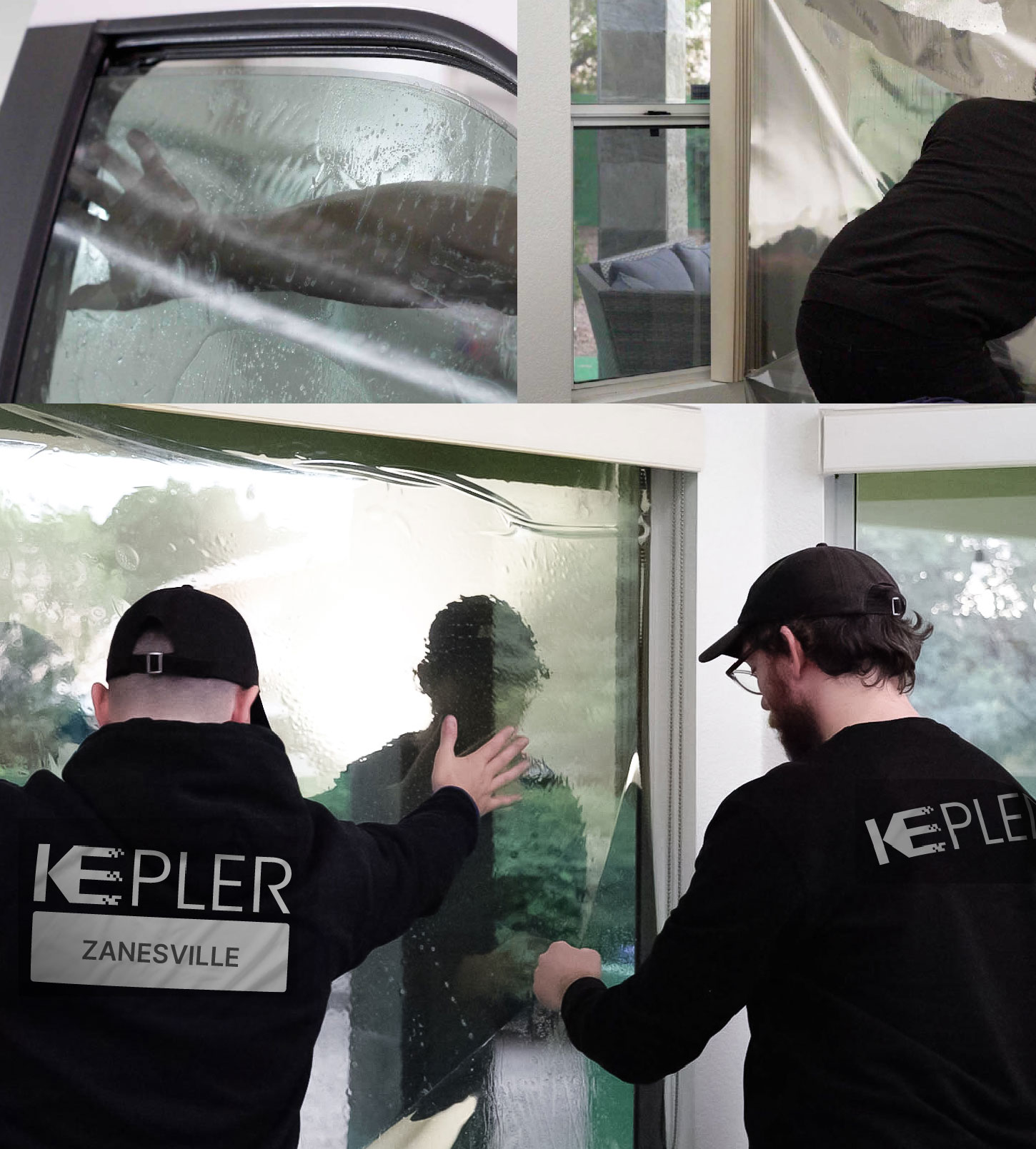 Expert Technician Installing High-tech Window Tint to Home in Zanesville
