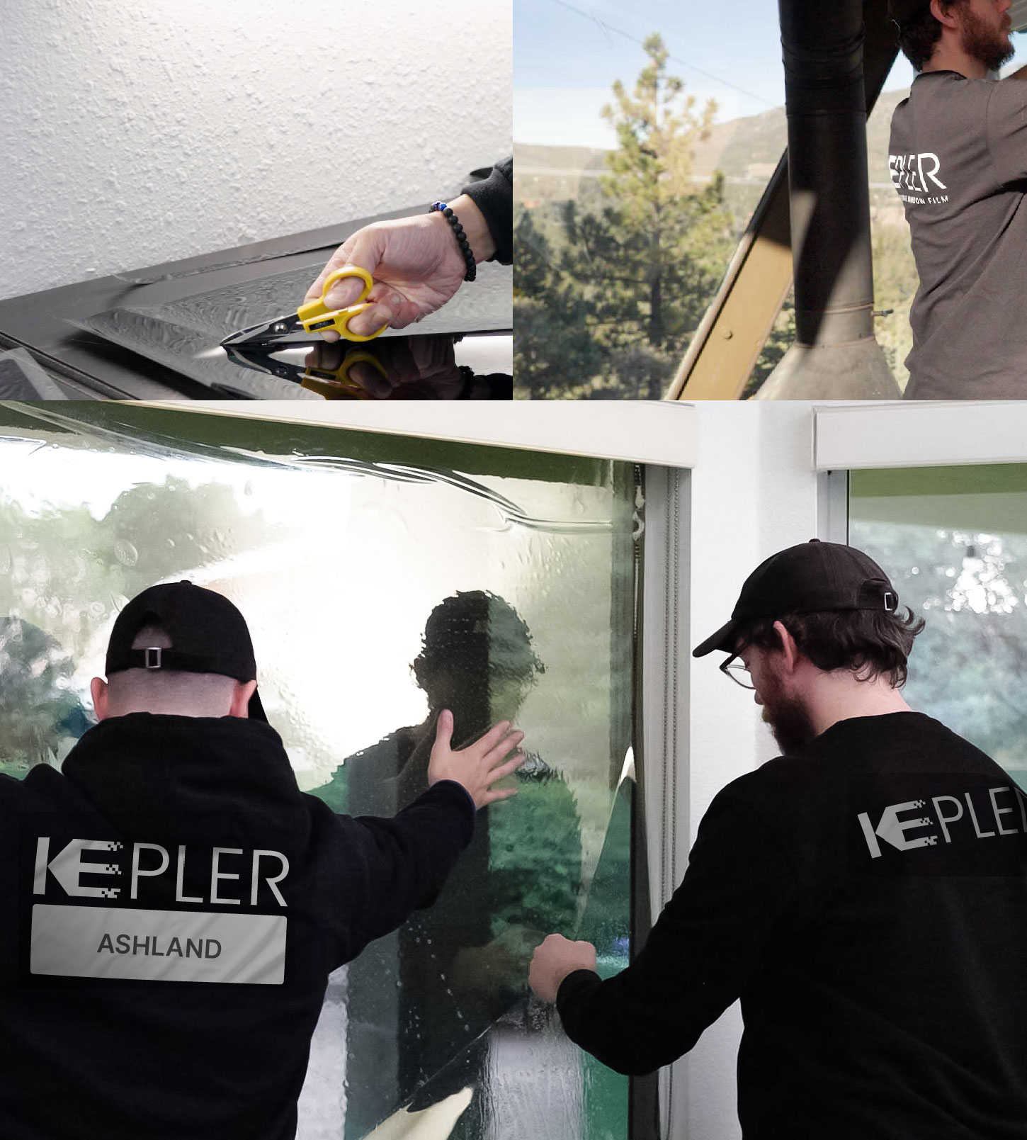Expert Technician Installing Ceramic Window Tint to Home in Ashland