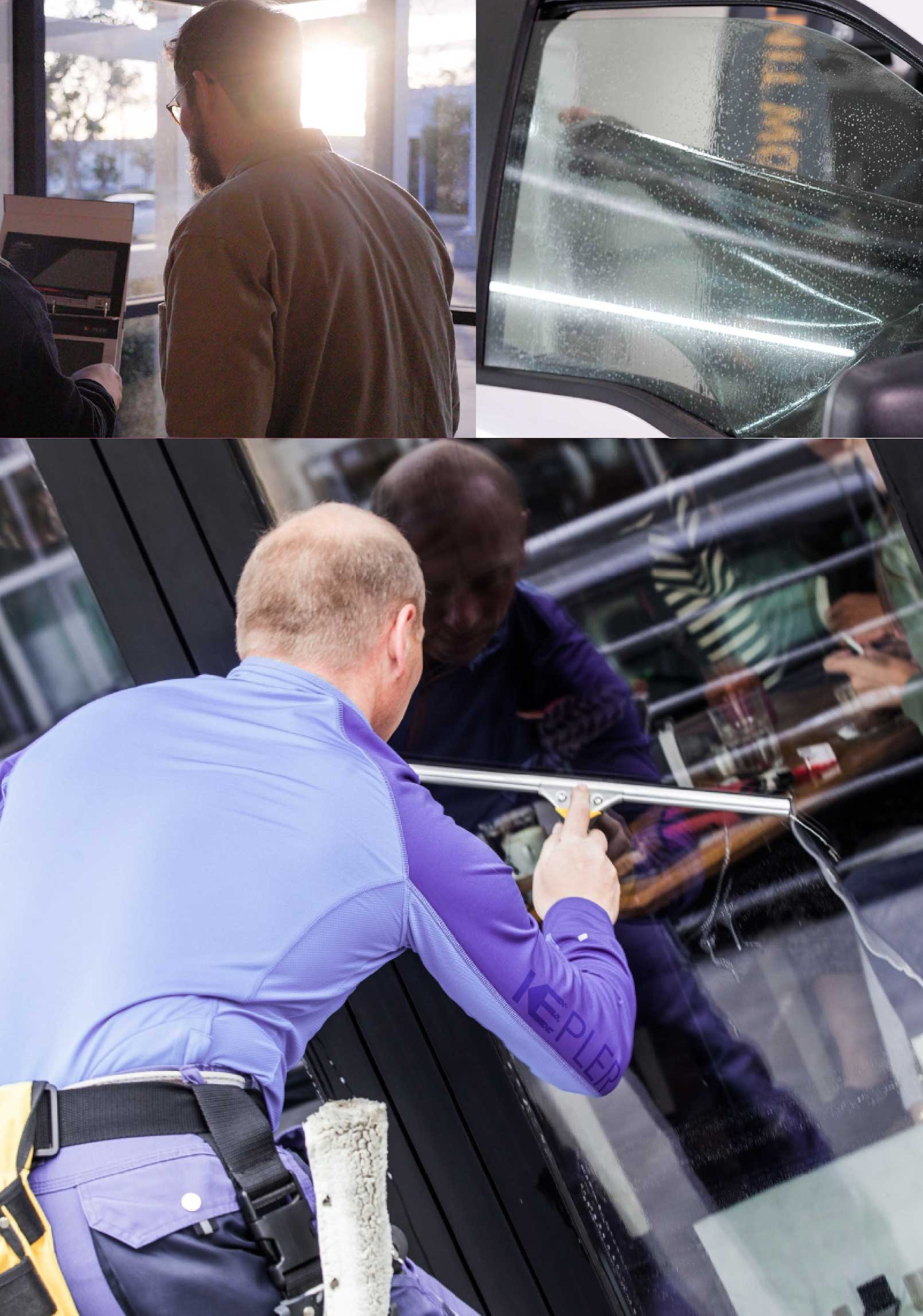 Kepler Skilled Applying Anti-Graffiti Window Film to a Graham Shop Front