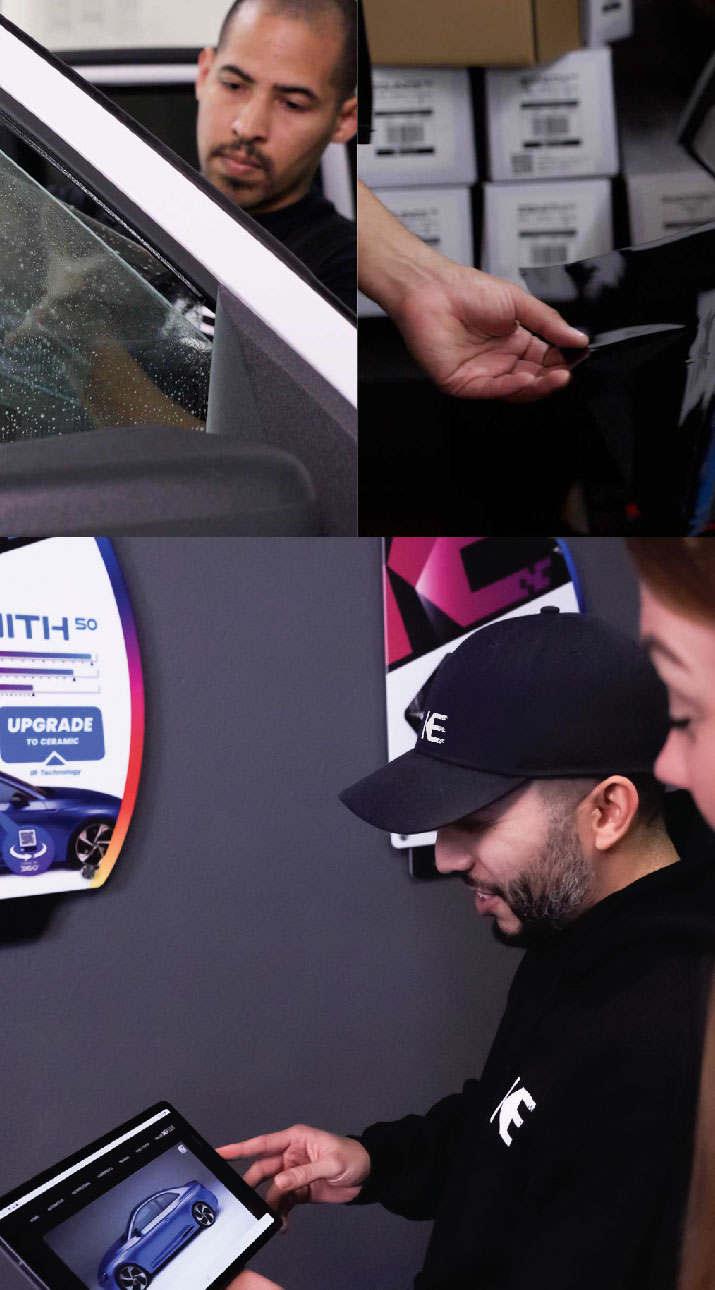 Kepler Dealer Showing Car Window Film Options to Customer in Arlington Heights, Illinois