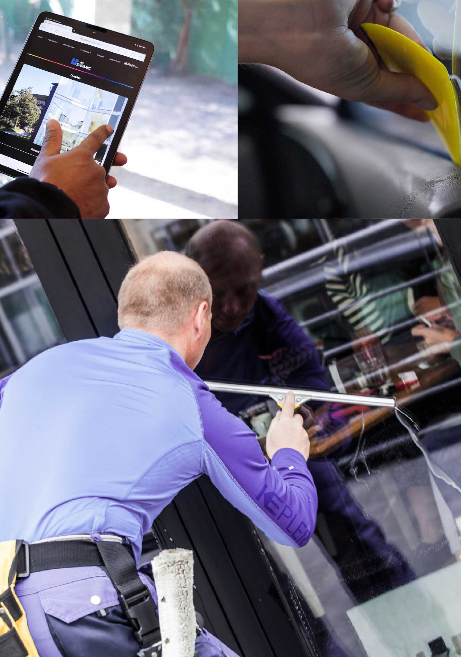 Kepler Skilled Applying Anti-Graffiti Window Film to a Appleton Shop Front