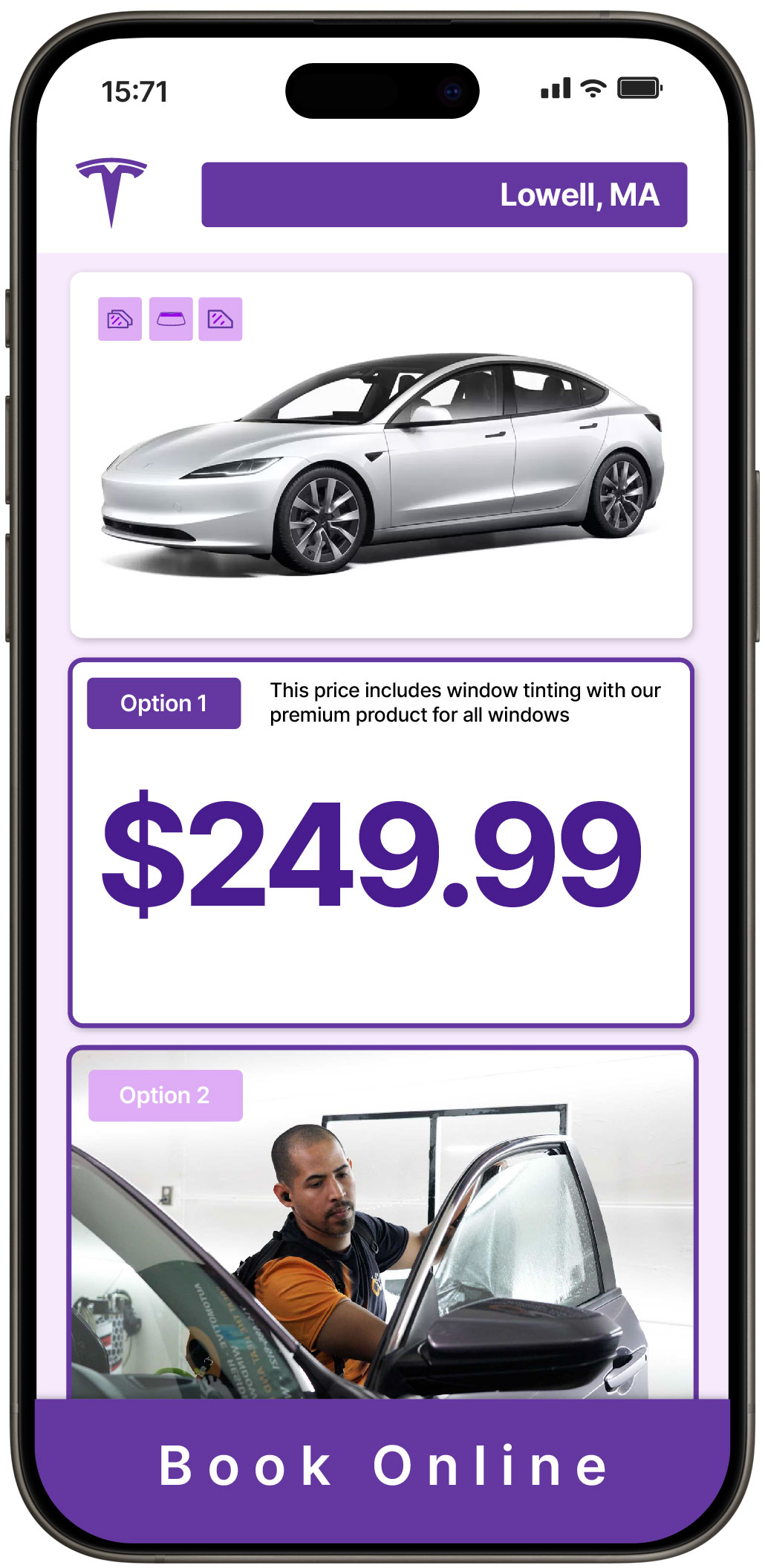 View Reasonable Tesla Window Tinting Prices in Lowell, Massachusetts