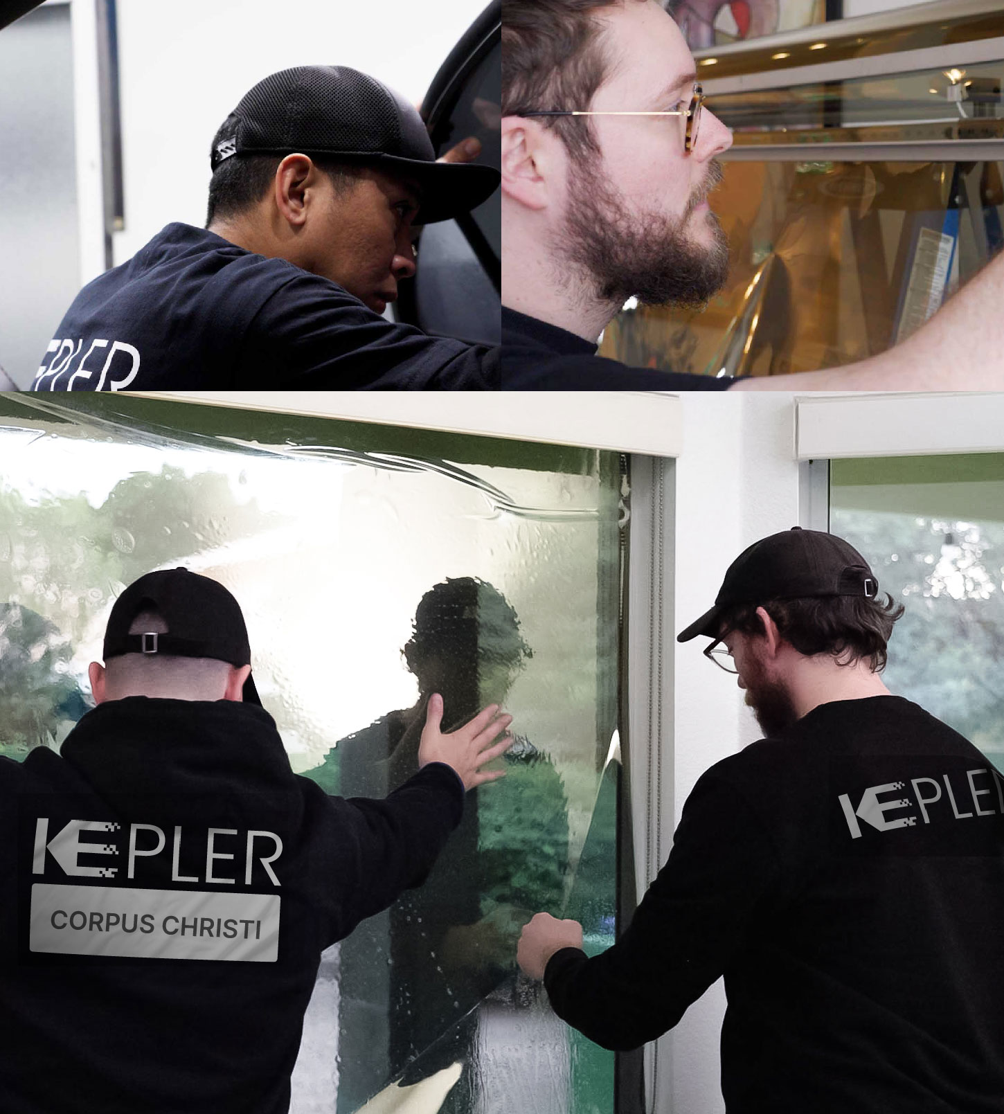 Kepler Technician Fitting High-tech Window Tint to Home in Corpus Christi