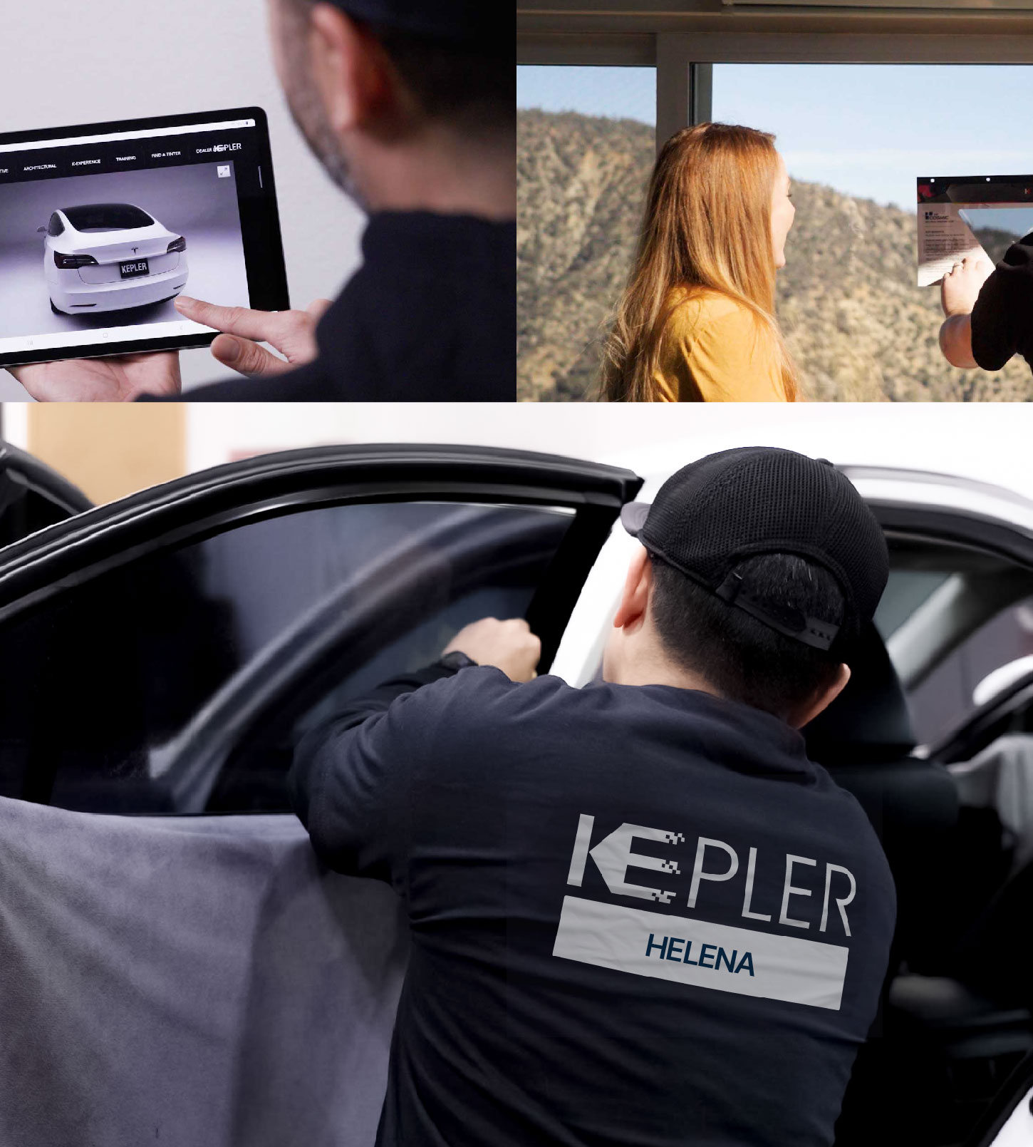 Automotive Window Tinting Expert Applying Film in Helena, Montana
