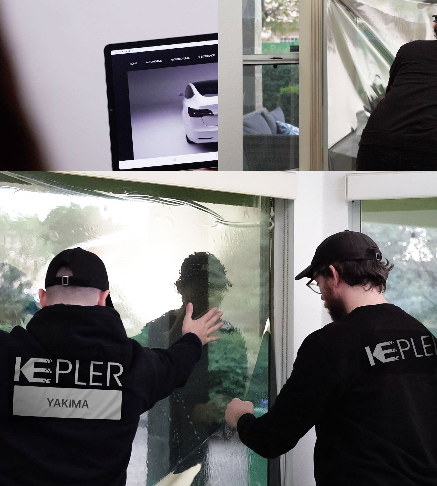 Kepler Technician Fitting Ceramic Window Tint to Home in Yakima
