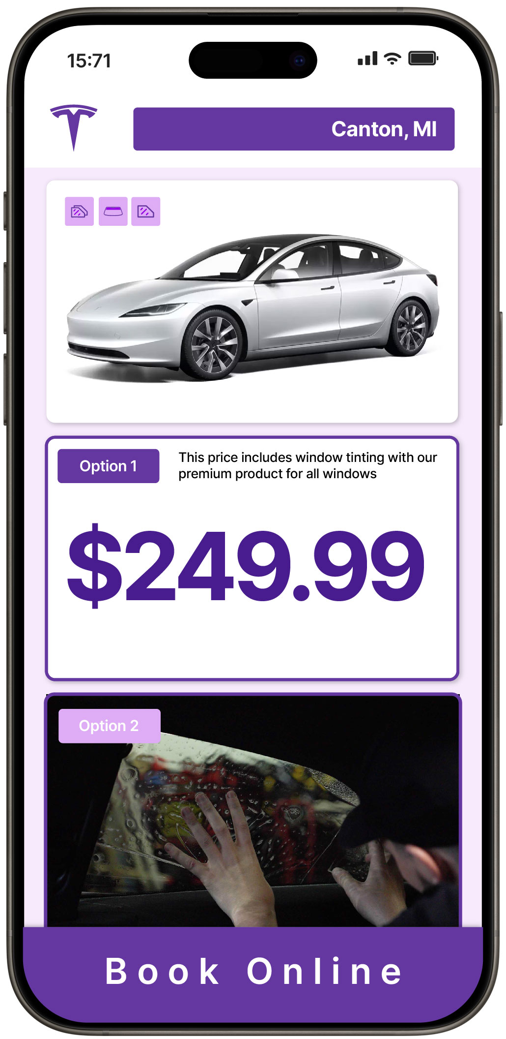 View Competitive Tesla Window Tinting Prices in Canton, Michigan