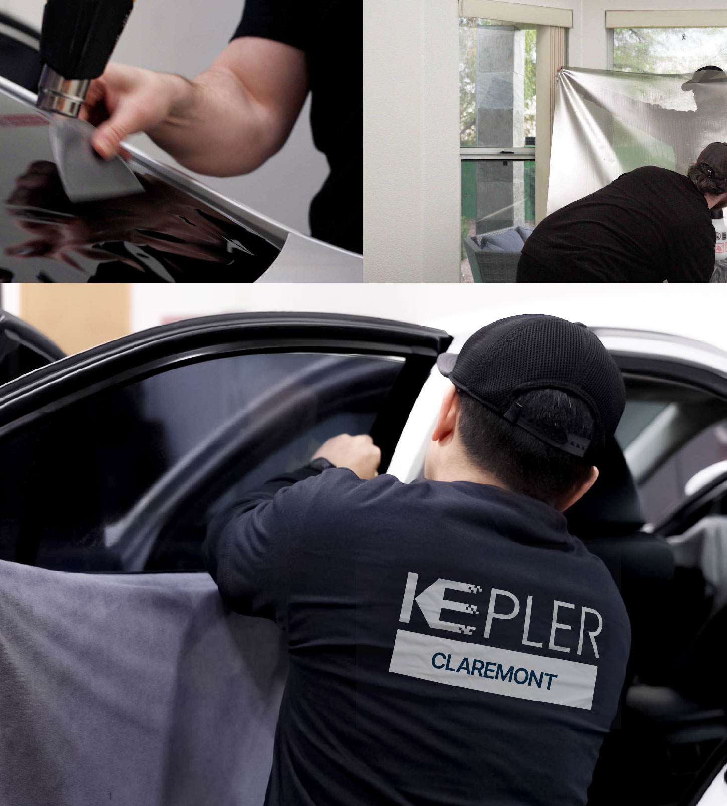 Automotive Window Tinting Expert Applying Film in Claremont, California