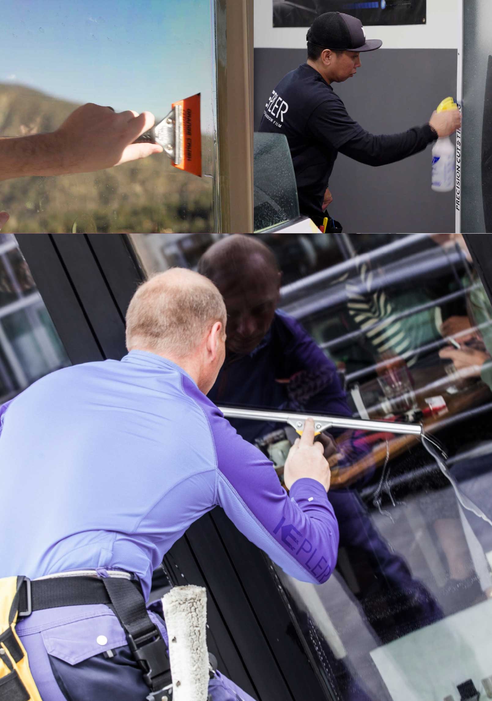 Kepler Professional Applying Anti-Graffiti Window Film to a Clemson Shop Front