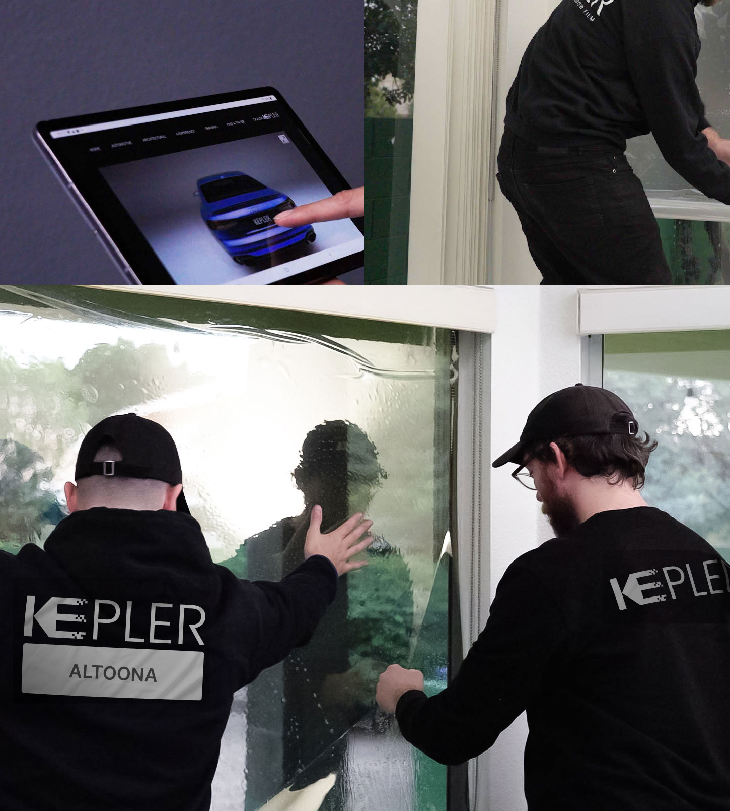 Expert Technician Fitting Advanced Window Tint to Home in Altoona