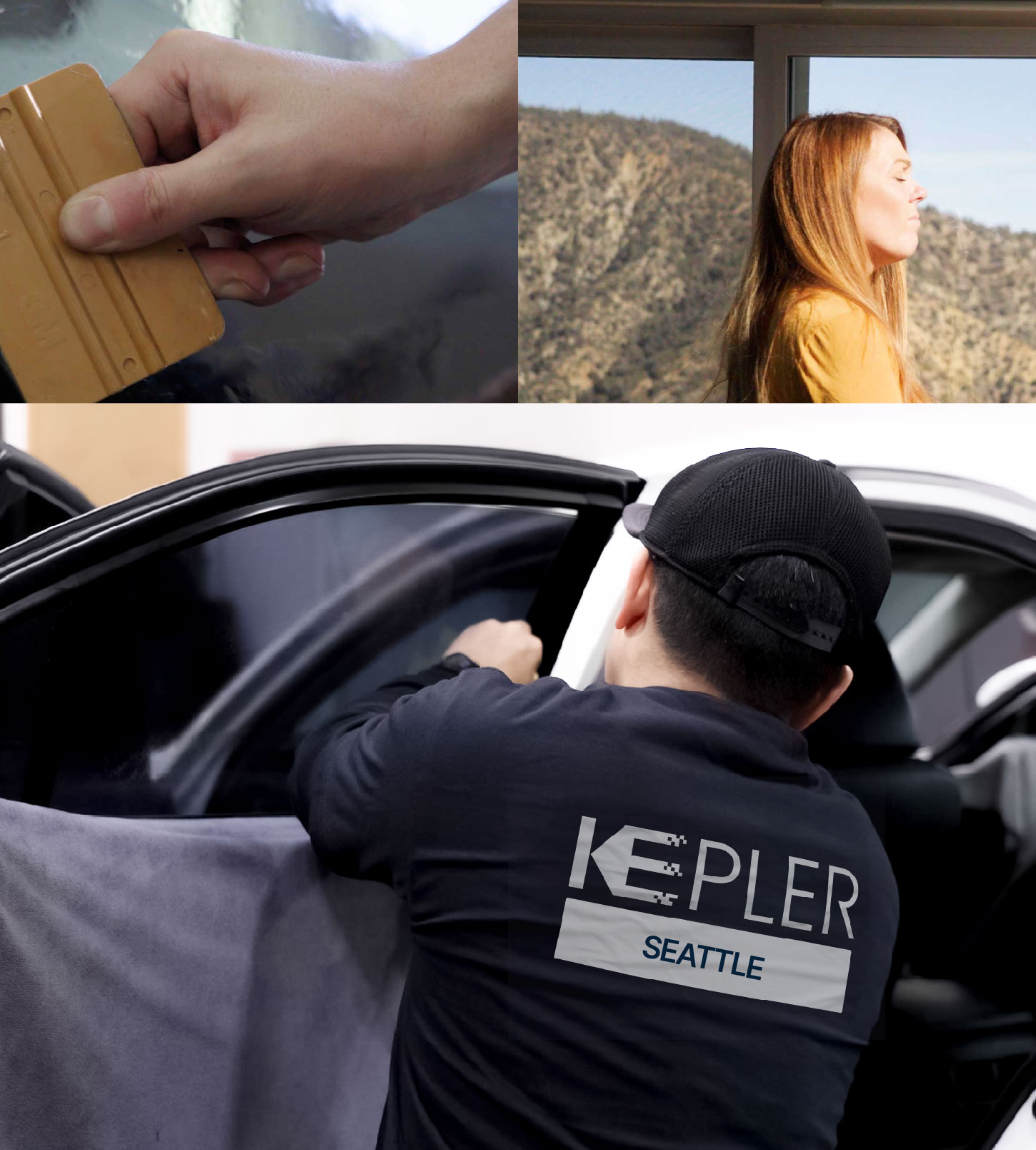 Automotive Window Tinting Expert Applying Film in Seattle, Washington