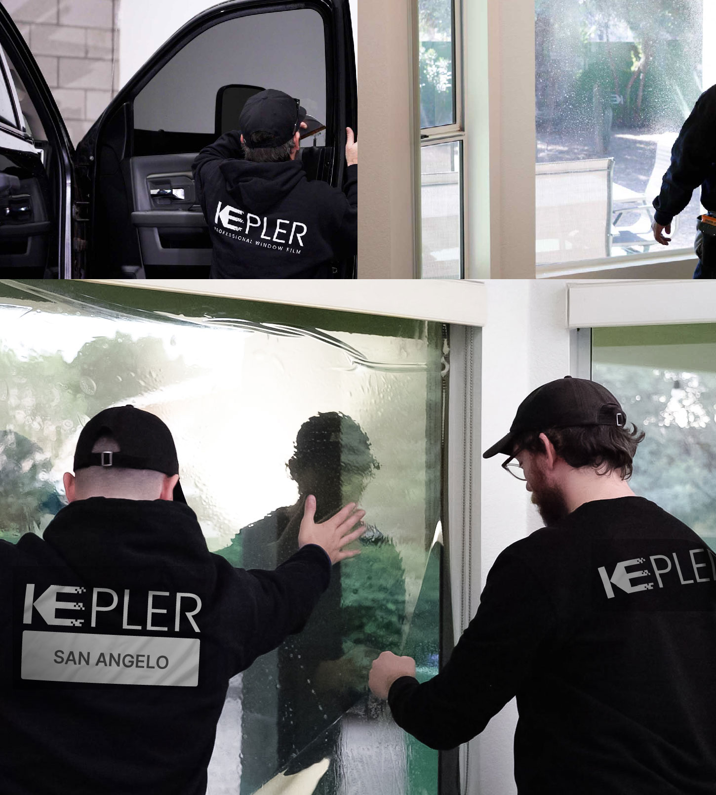 Kepler Technician Installing Ceramic Window Tint to Home in San Angelo