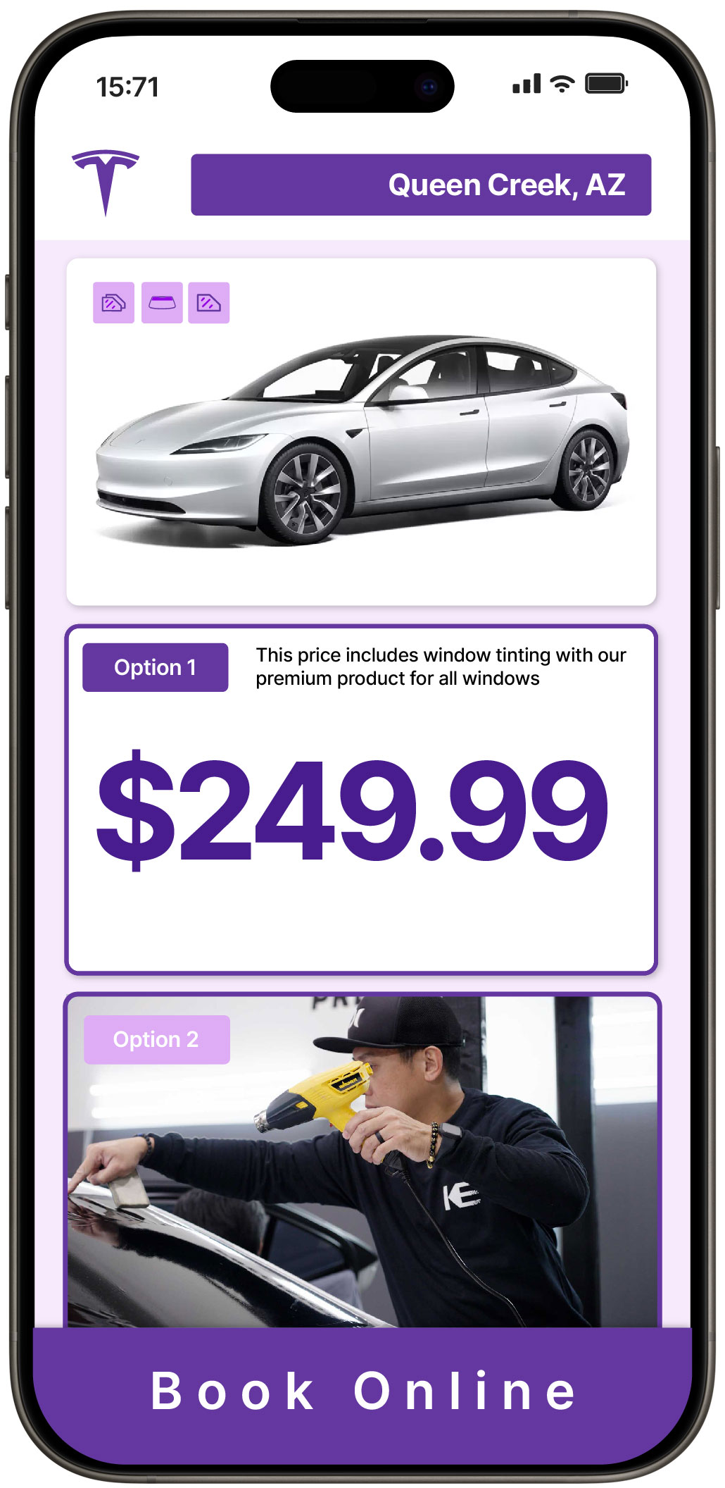 View Affordable Tesla Window Tinting Prices in Queen Creek, Arizona