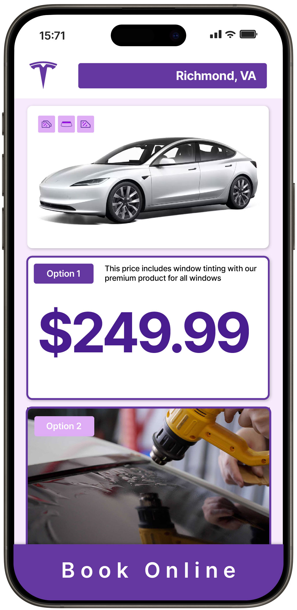 View Affordable Tesla Window Tinting Costs in Richmond, Virginia
