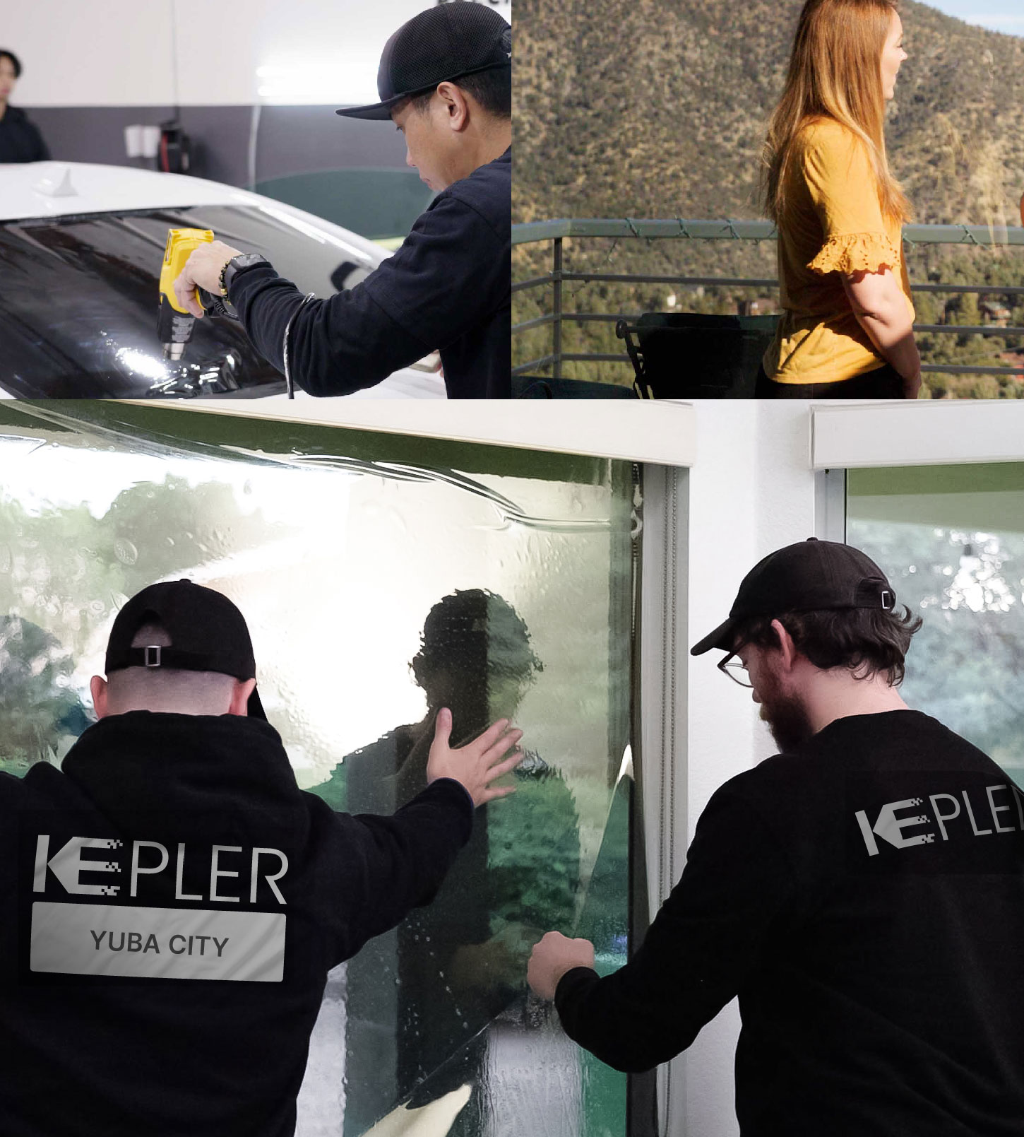 Kepler Technician Fitting Ceramic Window Tint to Home in Yuba City