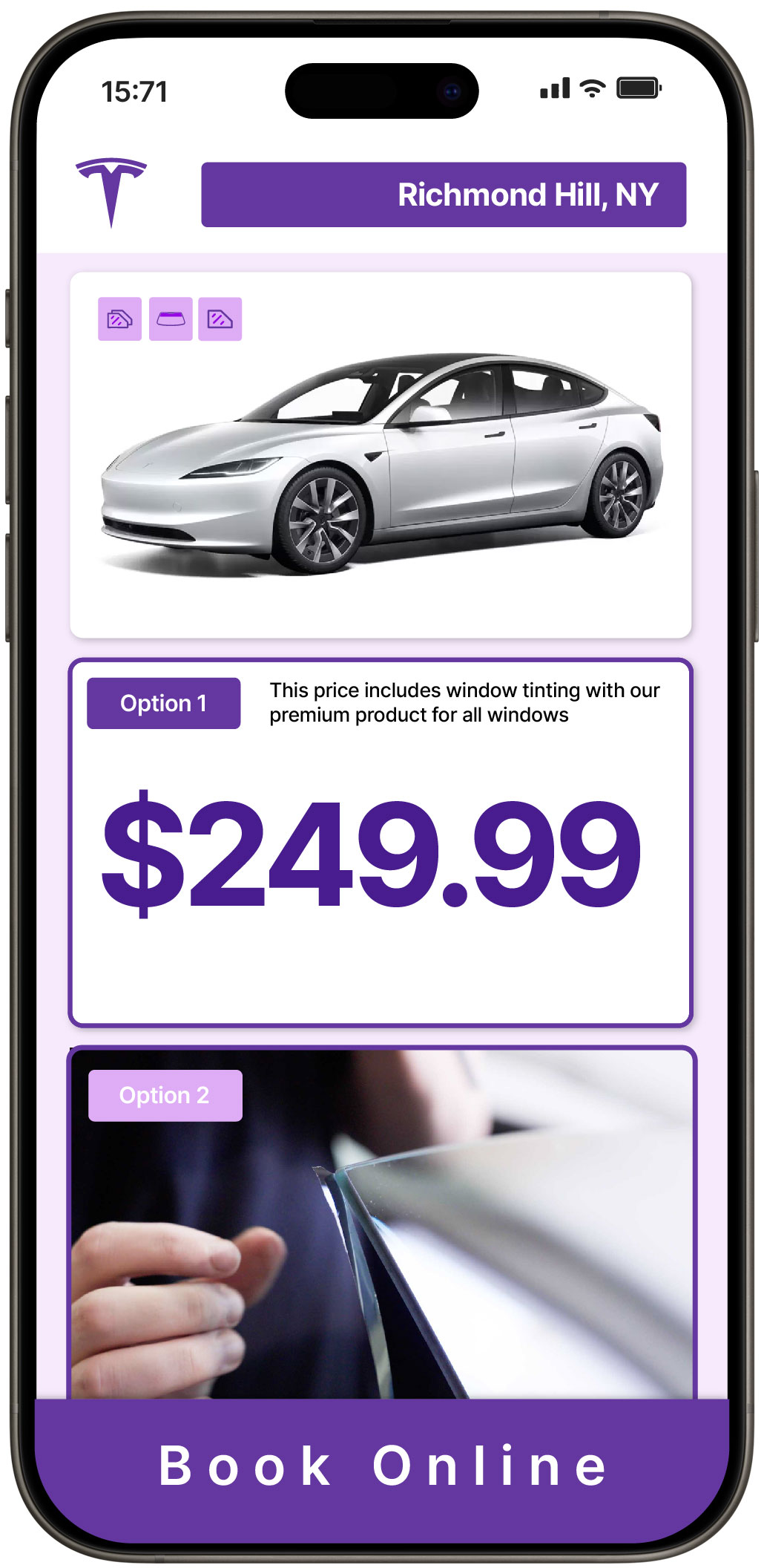 View Competitive Tesla Window Tinting Prices in Richmond Hill, New York