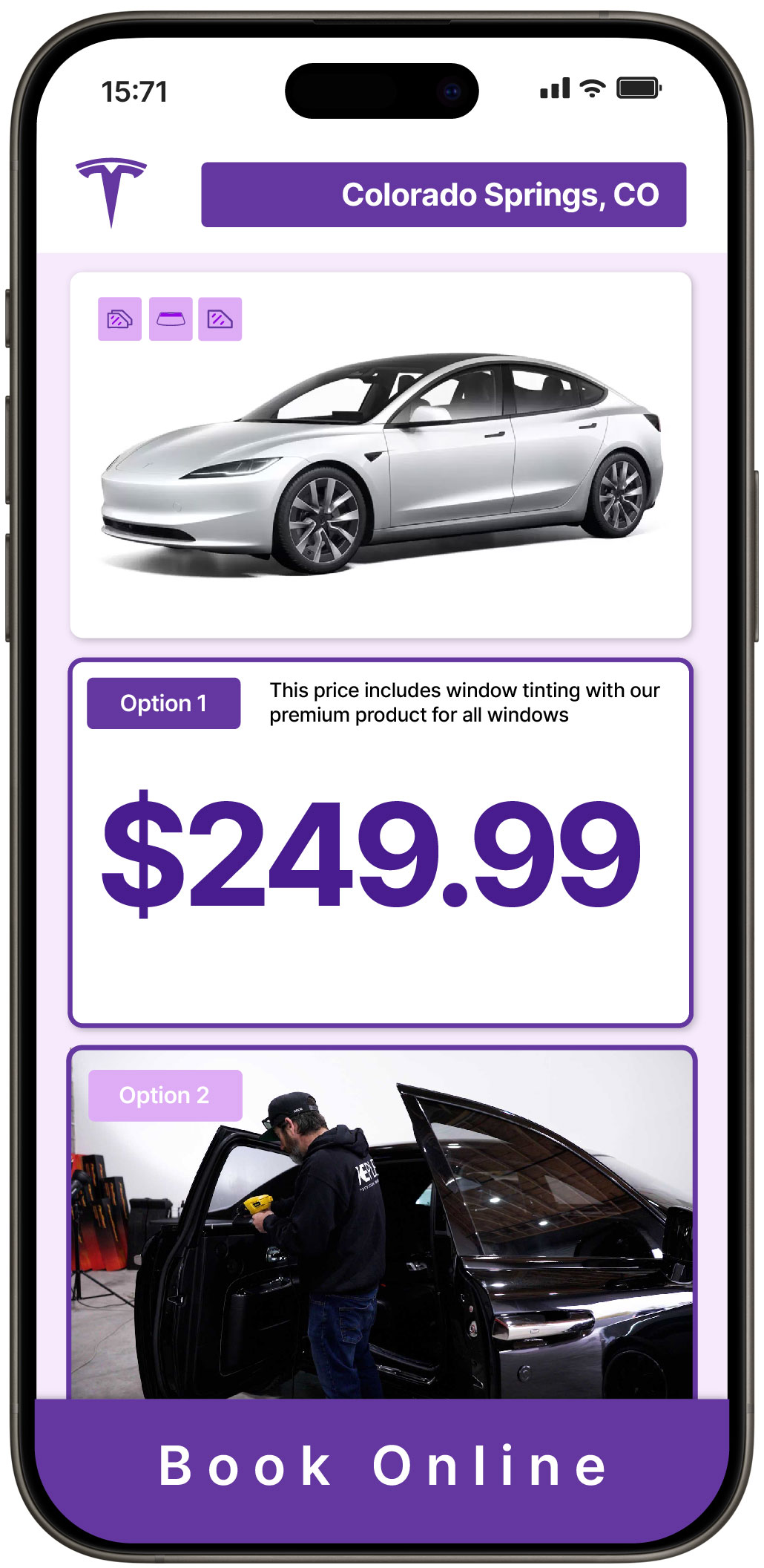 View Affordable Tesla Window Tinting Rates in Colorado Springs, Colorado
