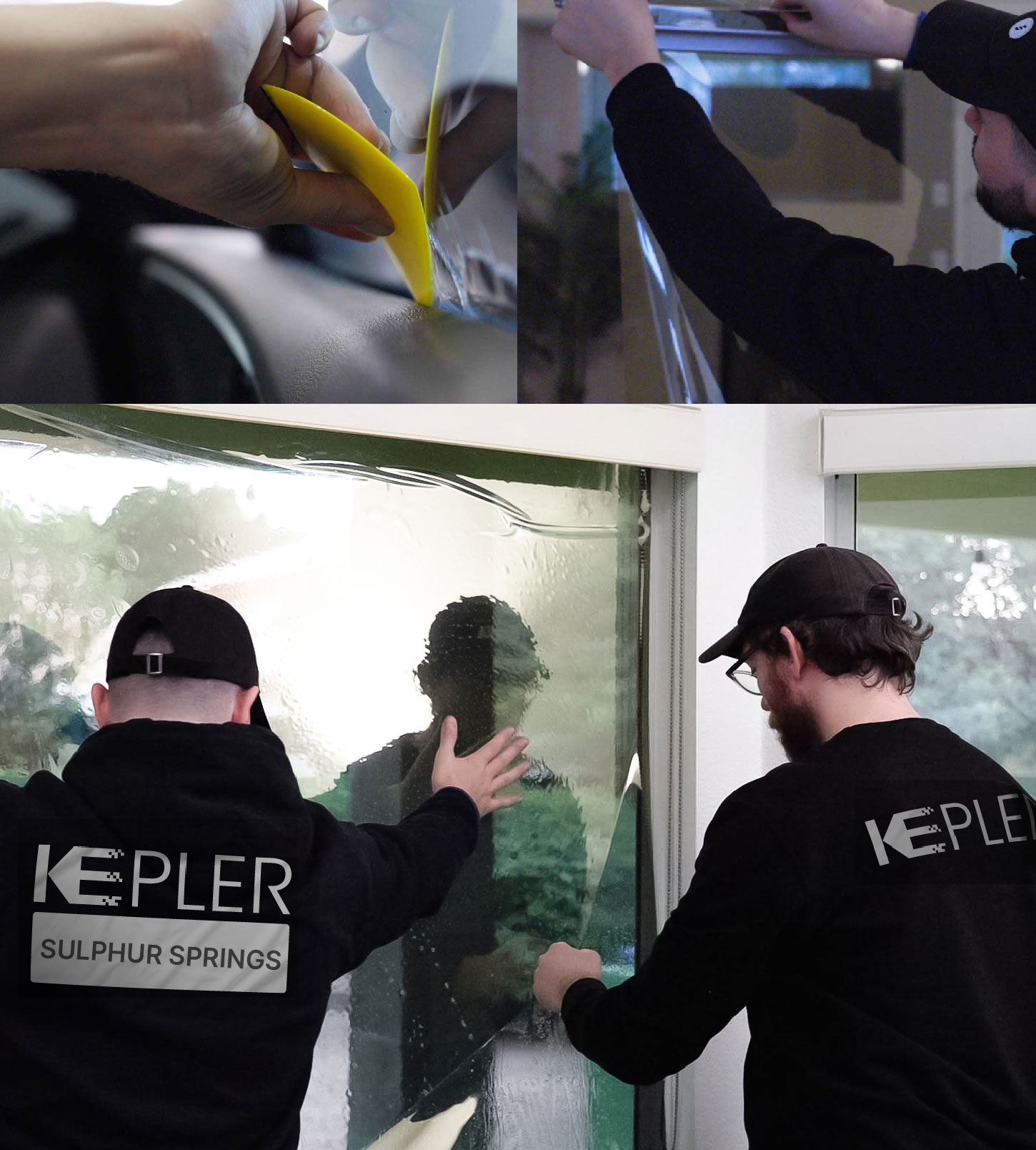 Expert Technician Fitting Ceramic Window Tint to Home in Sulphur Springs