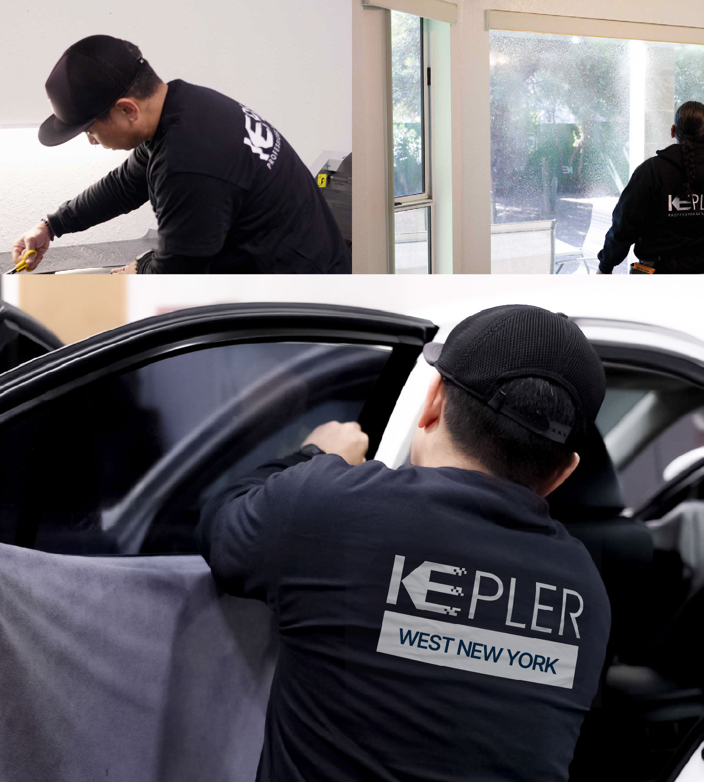 Automotive Window Tinting Expert Applying Film in West New York, New Jersey