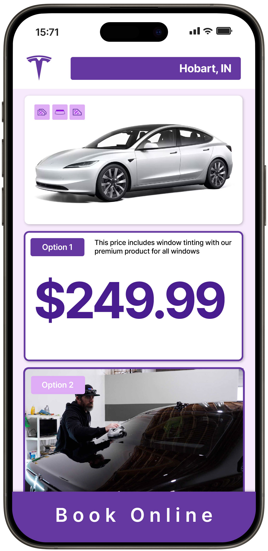 View Affordable Tesla Window Tinting Costs in Hobart, Indiana