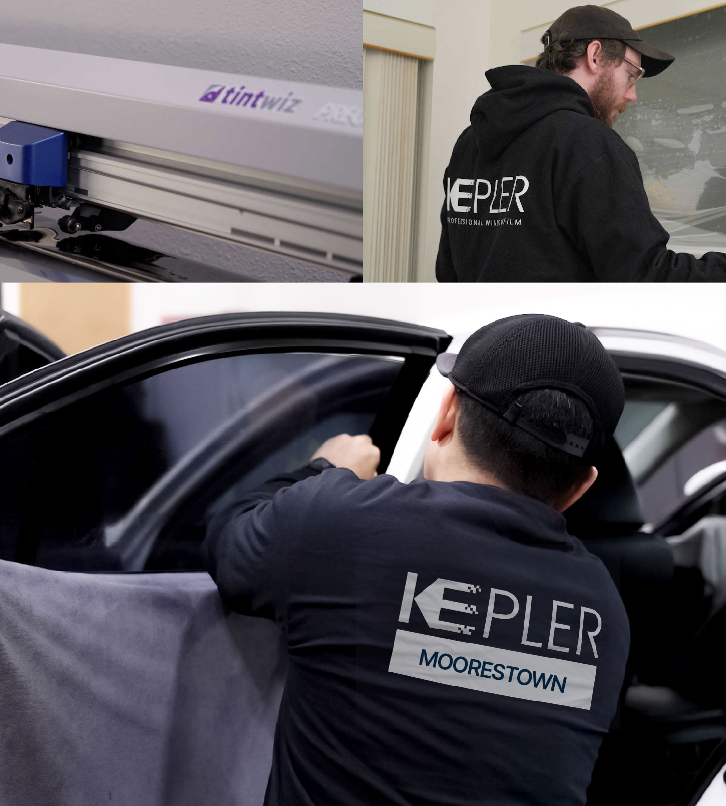 Automotive Window Tinting Expert Applying Film in Moorestown, New Jersey