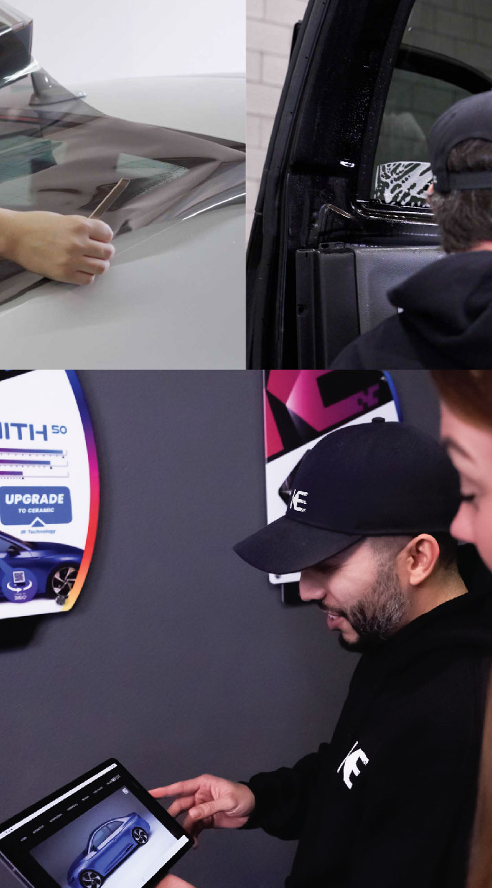Kepler Dealer Showing Car Window Film Options to Customer in Yuba City, California