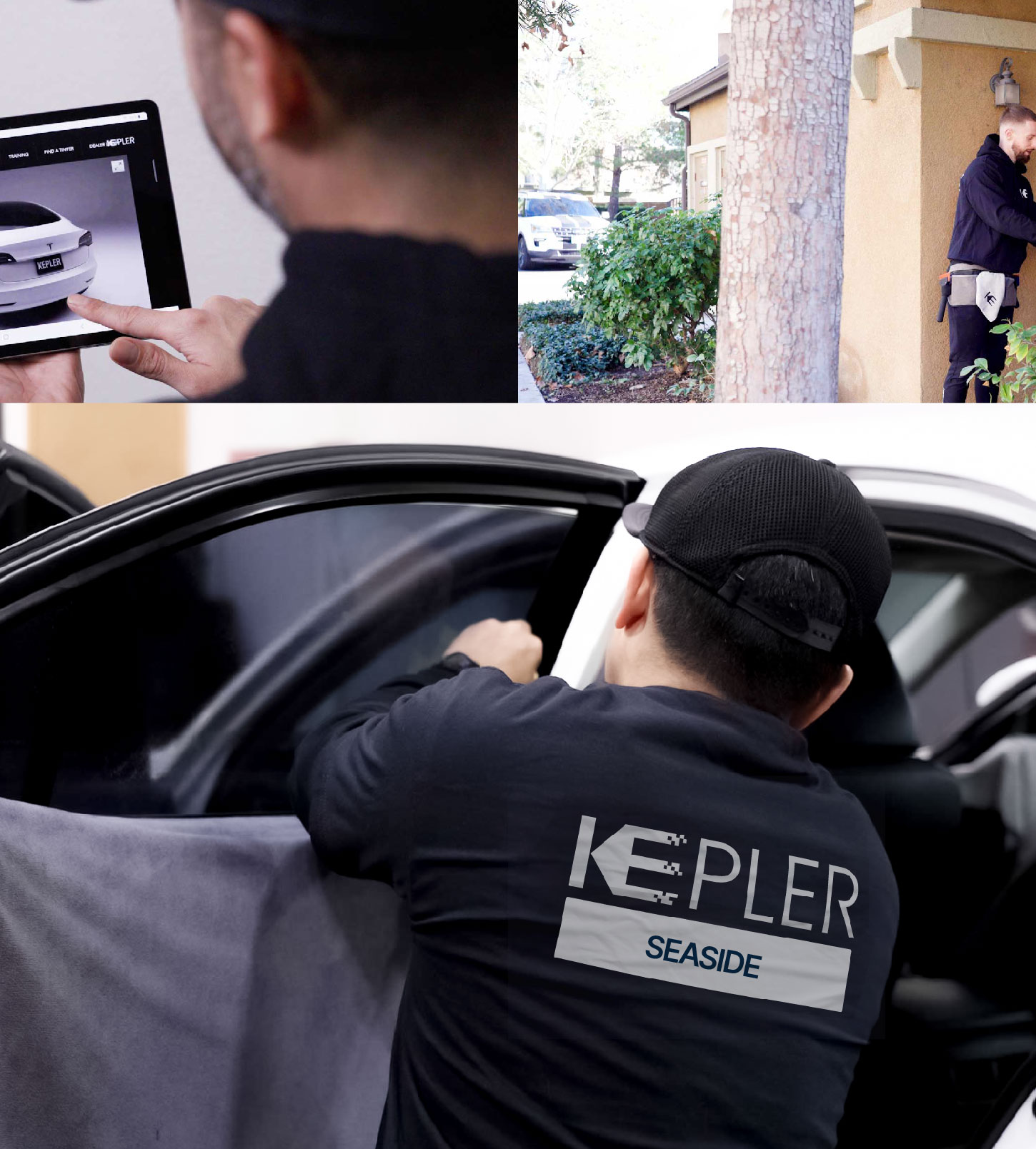 Automotive Window Tinting Expert Applying Film in Seaside, California