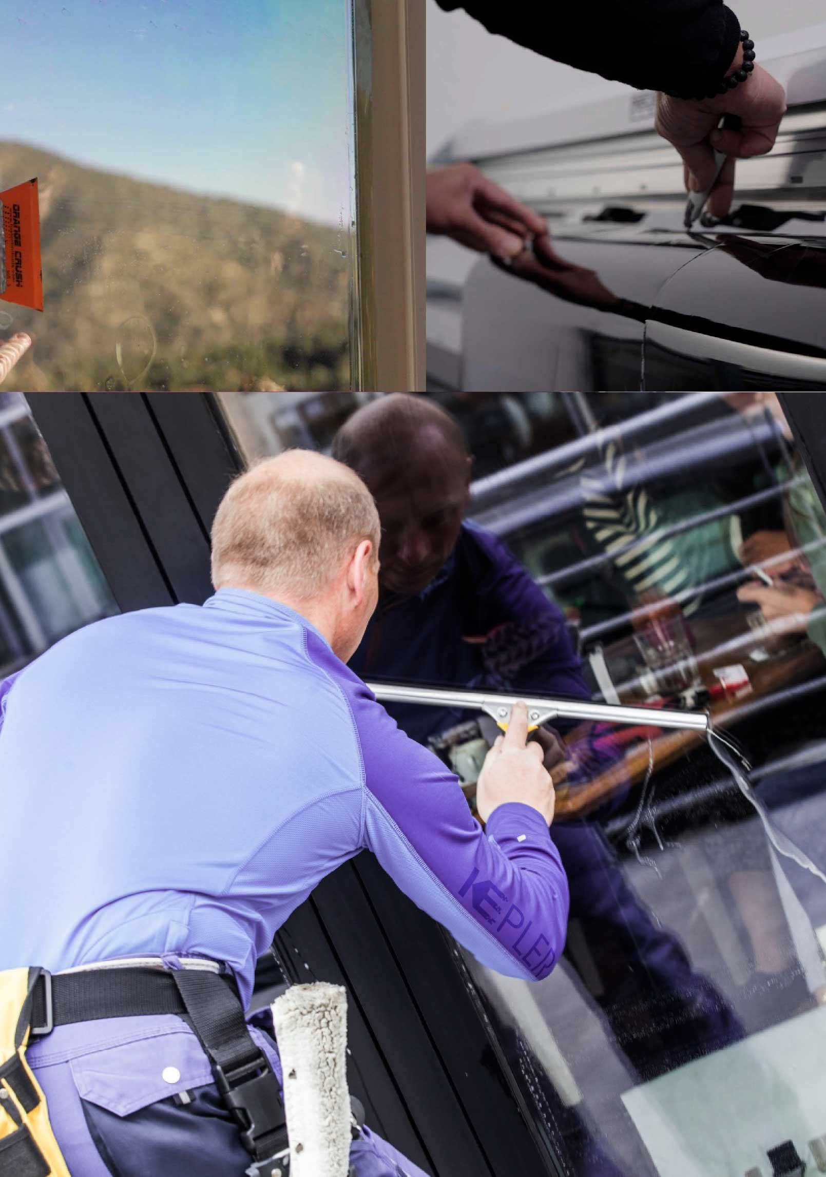 Kepler Skilled Applying Anti-Graffiti Window Film to a Boone Shop Front