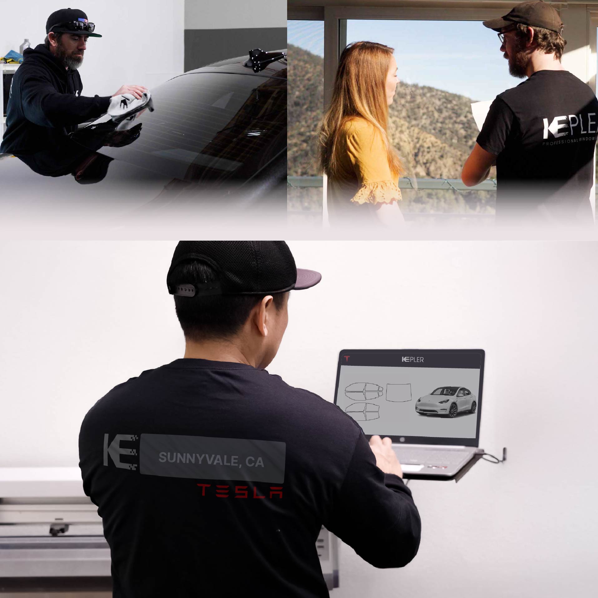 Kepler Technician Installing High-tech Window Tint to Tesla in Sunnyvale