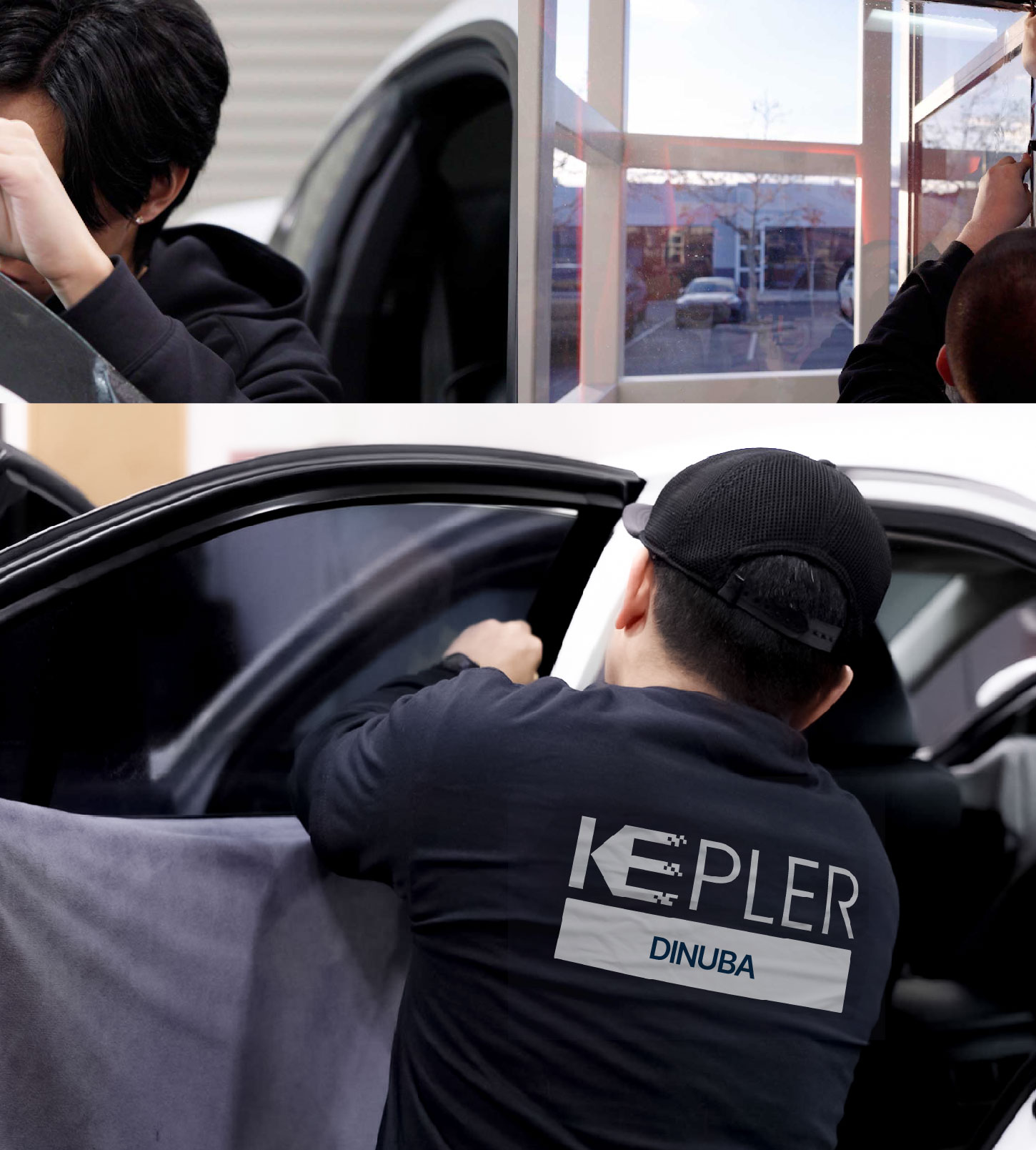 Automotive Window Tinting Expert Applying Film in Dinuba, California