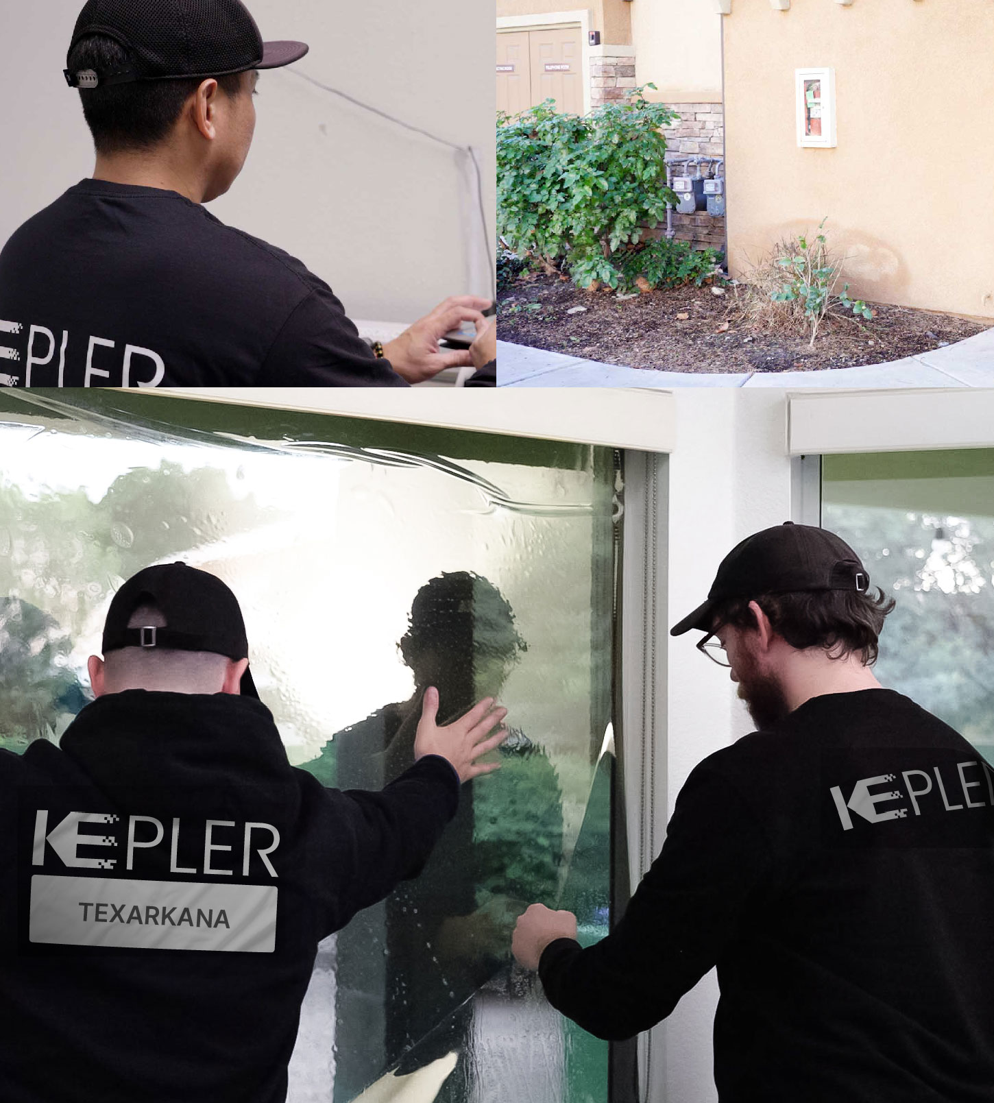 Expert Technician Installing Ceramic Window Tint to Home in Texarkana