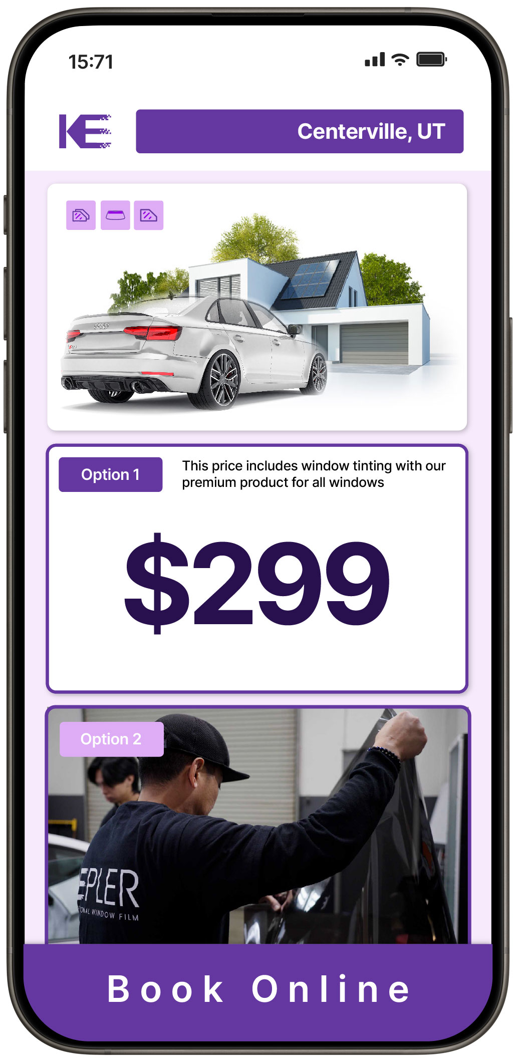 View Competitive Tesla Window Tinting Rates in Kaysville, Utah