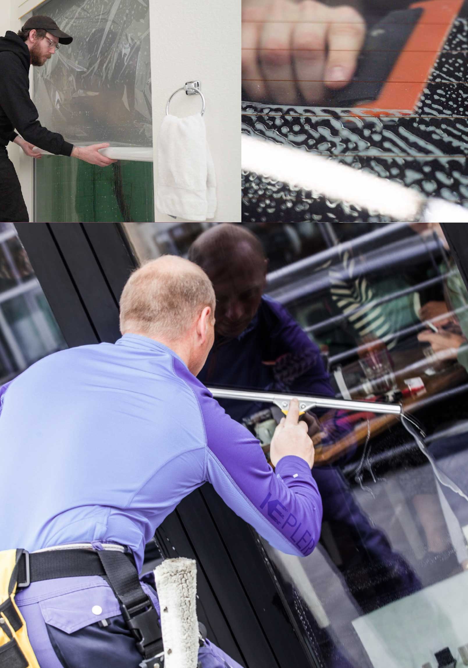 Kepler Professional Applying Anti-Graffiti Window Film to a Johnston Shop Front
